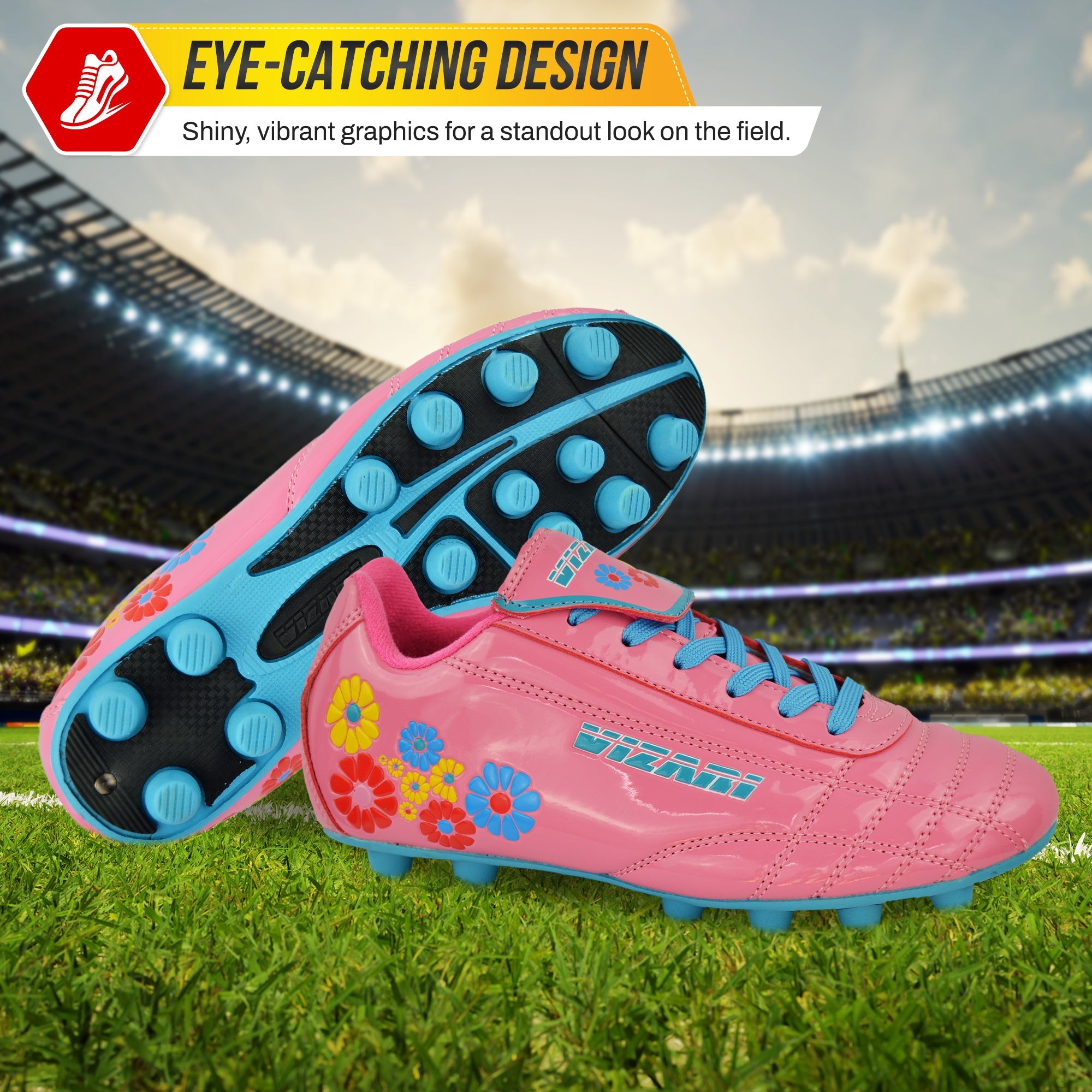 Blossom Firm Ground Soccer Shoes-Pink/Blue
