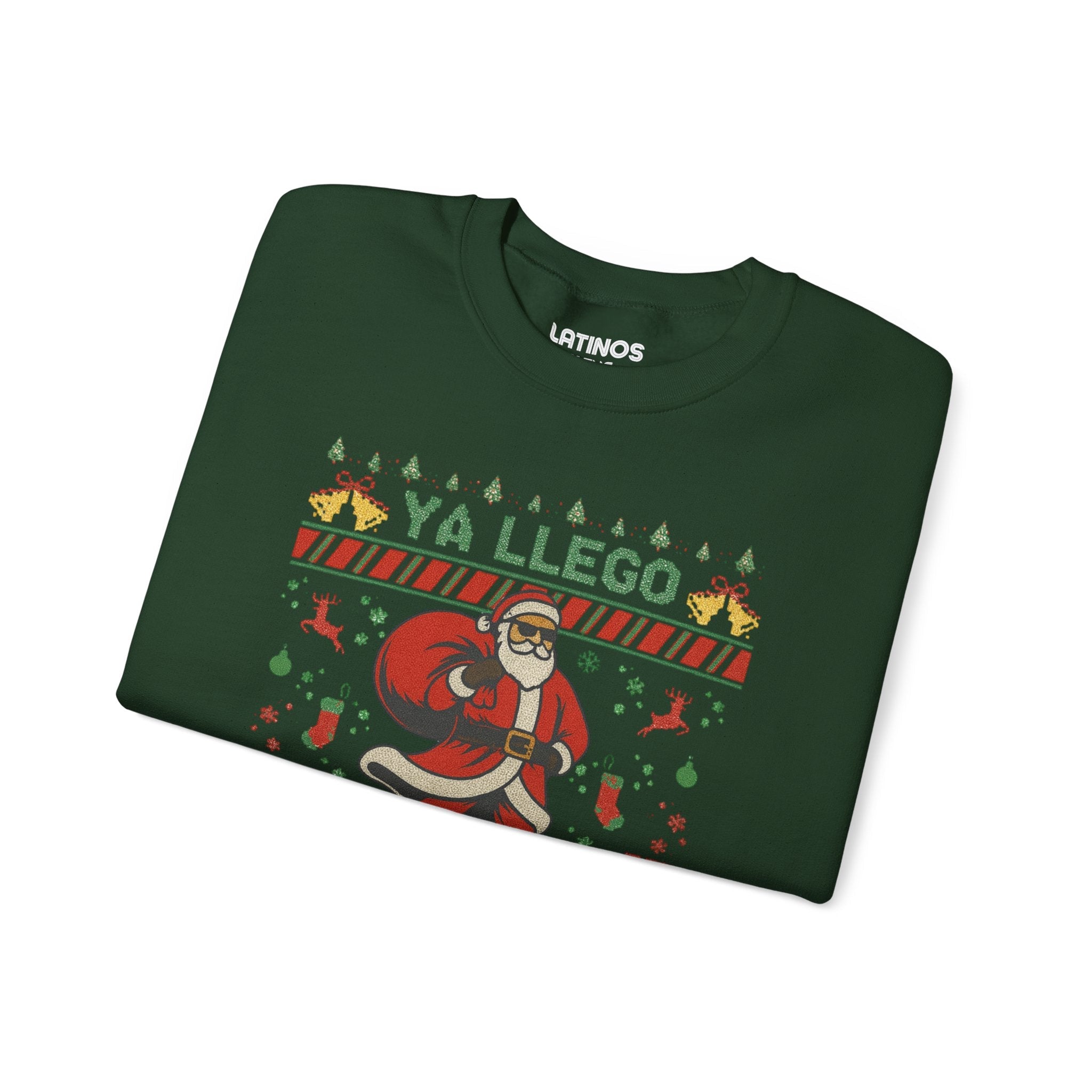Suéter navideño estilo punto con diseño de Papá Noel "Ya Llegó Por Quien Lloraban" | Divertido español latino | 3 colores