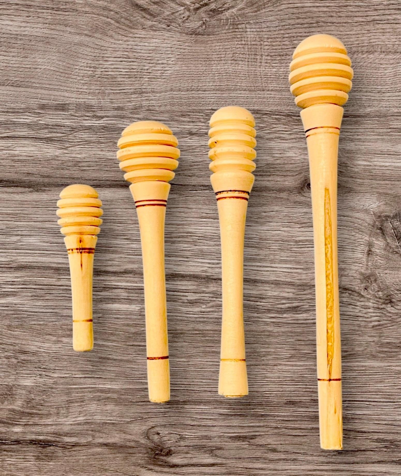 4x Mexican Honey Wood Stirrers 4 Different Sizes 4 Mieleros Mexicanos de Madera 4 Diferente Tamaños