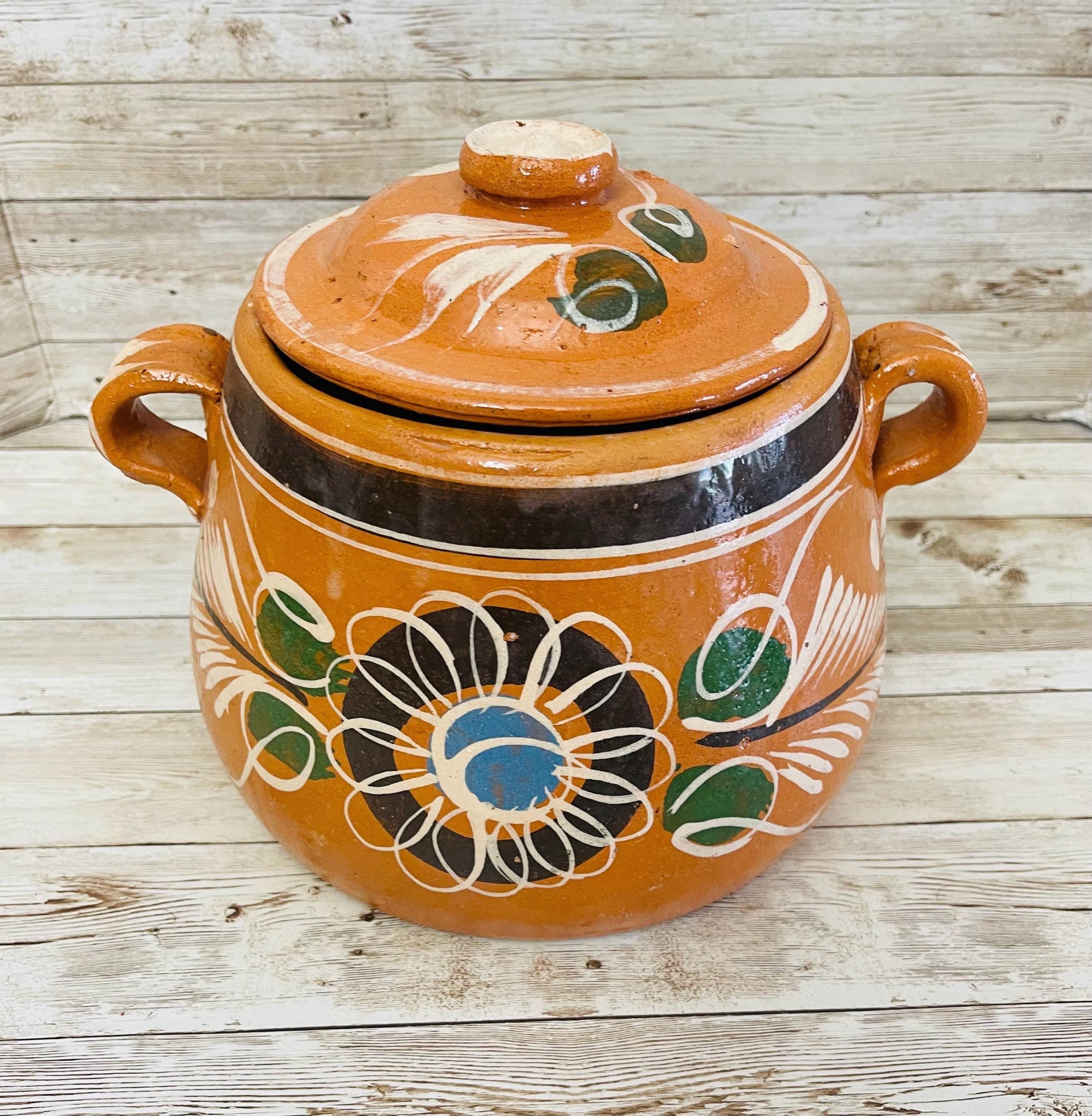 3 Liter Terra Cota Clay Pot for Beans Soups Olla Tonala de Barro para Caldos Frijoles Sopas 3 Litros