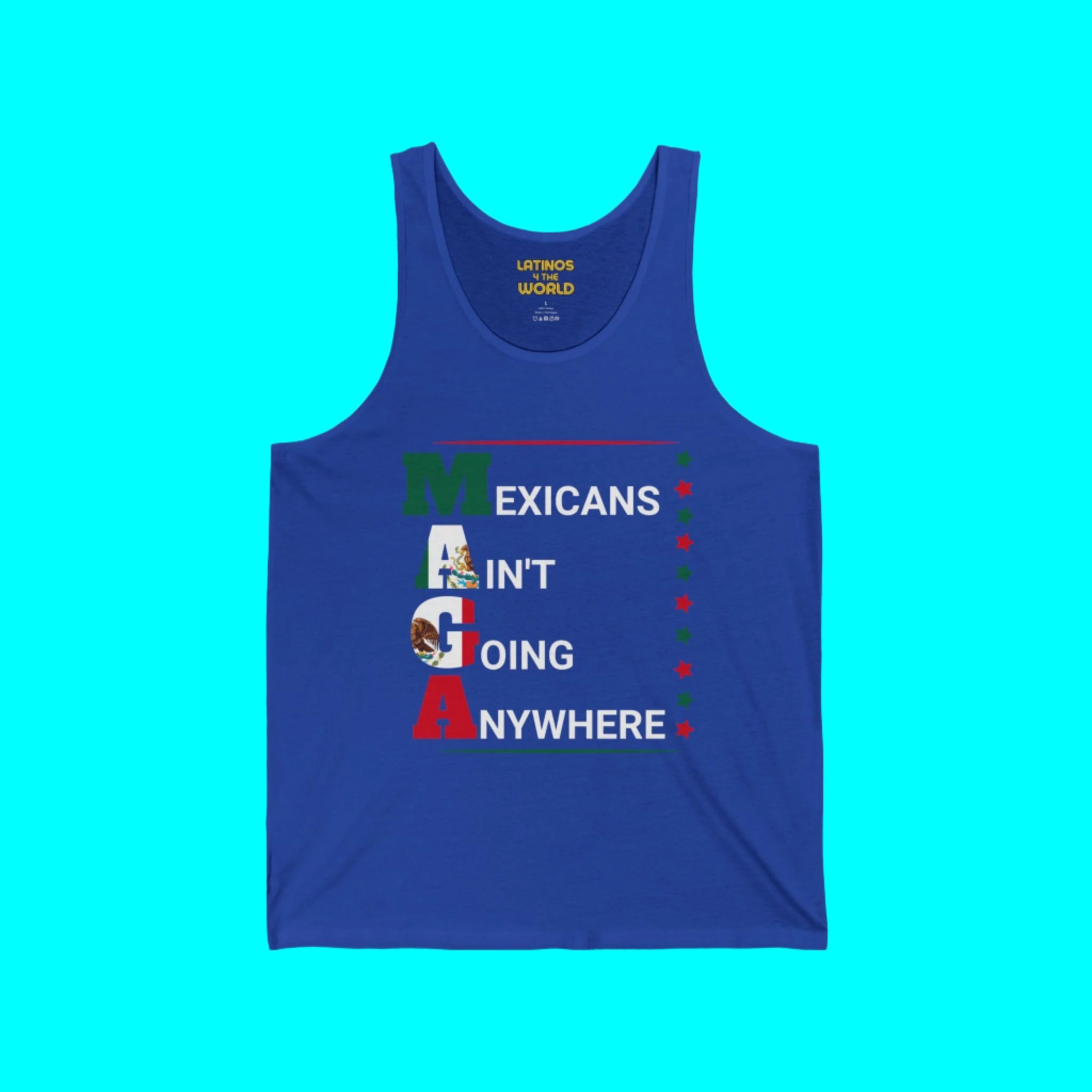 Camiseta sin mangas "Los mexicanos no se irán a ninguna parte" V2 | Algodón ligero | Camisetas latinas divertidas del 4 de julio de EE. UU.