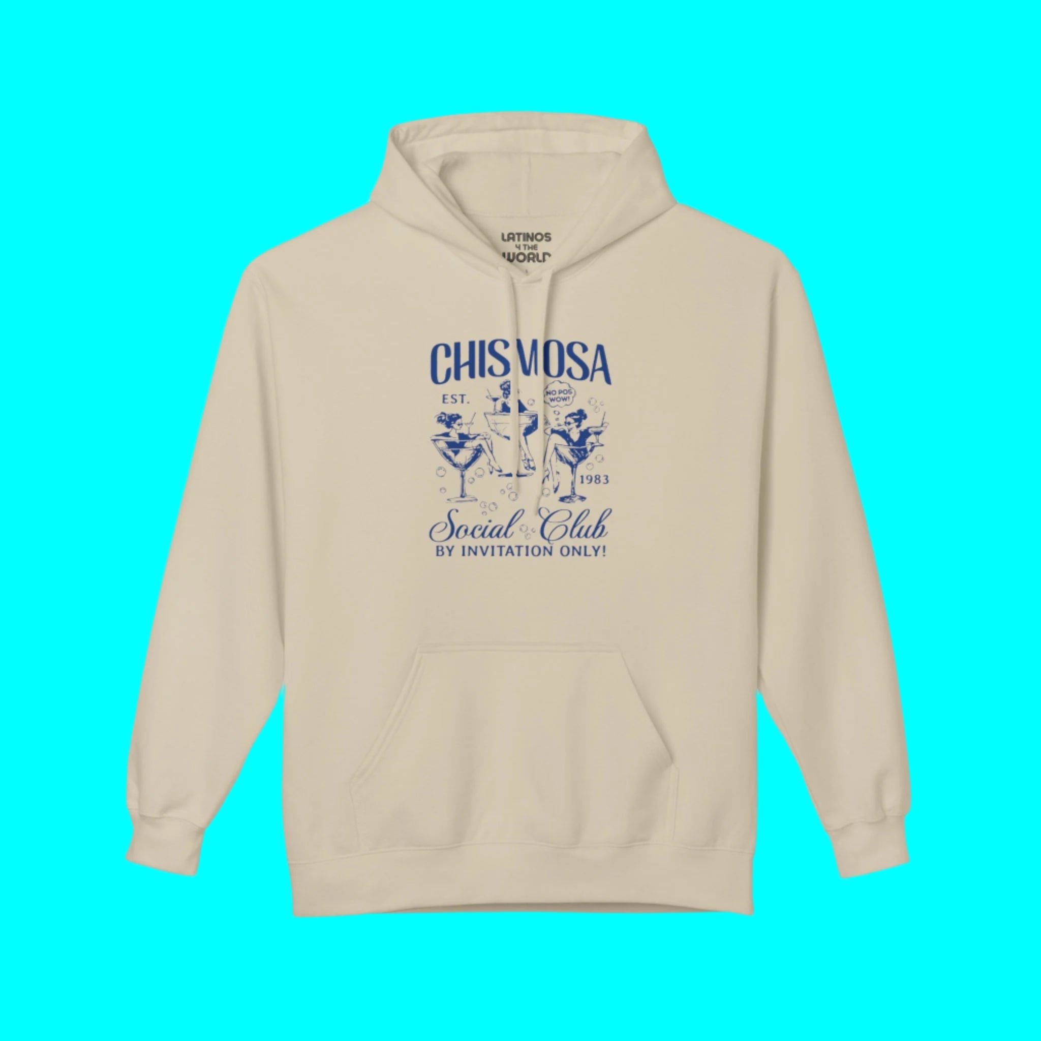 Chismosa Social Club Comfy Warm Hoodie | No Pos Wow! By Invitation Only! Funny Latino Fleece-Lined Crewneck