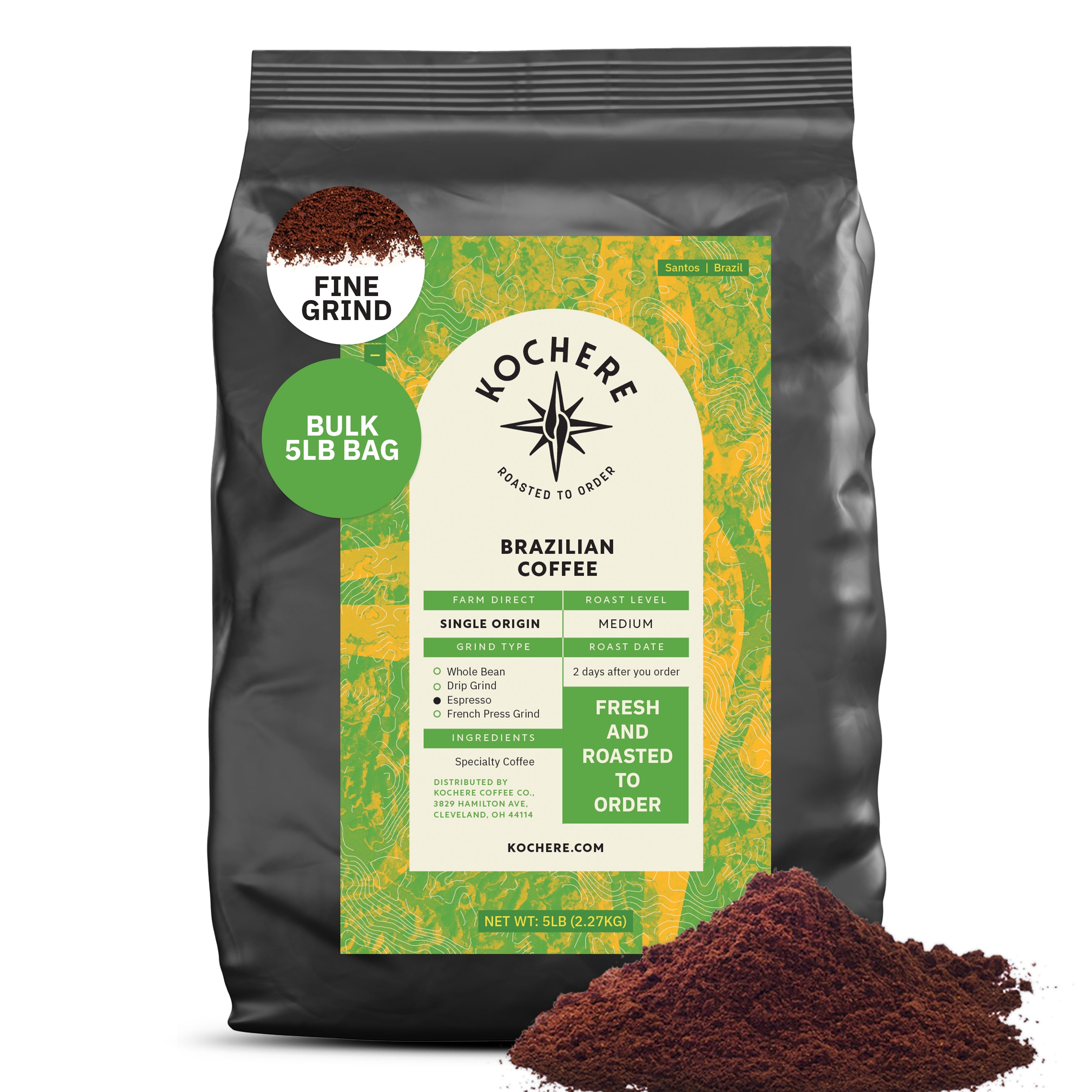 Kochere Coffee Brazilian Santos Medium Roast - Smooth, Elegant, Cocoa Notes