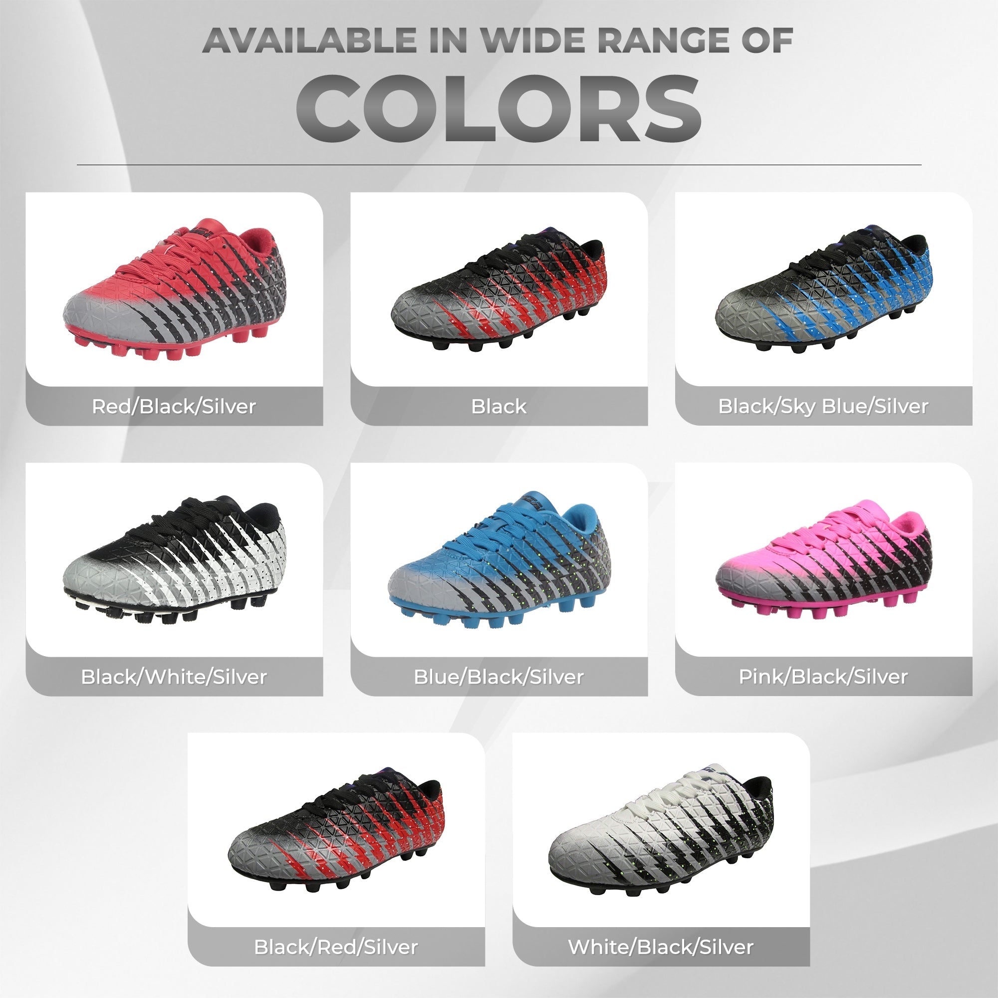 Bolt Firm Ground Soccer Shoes -White/Black/Silver