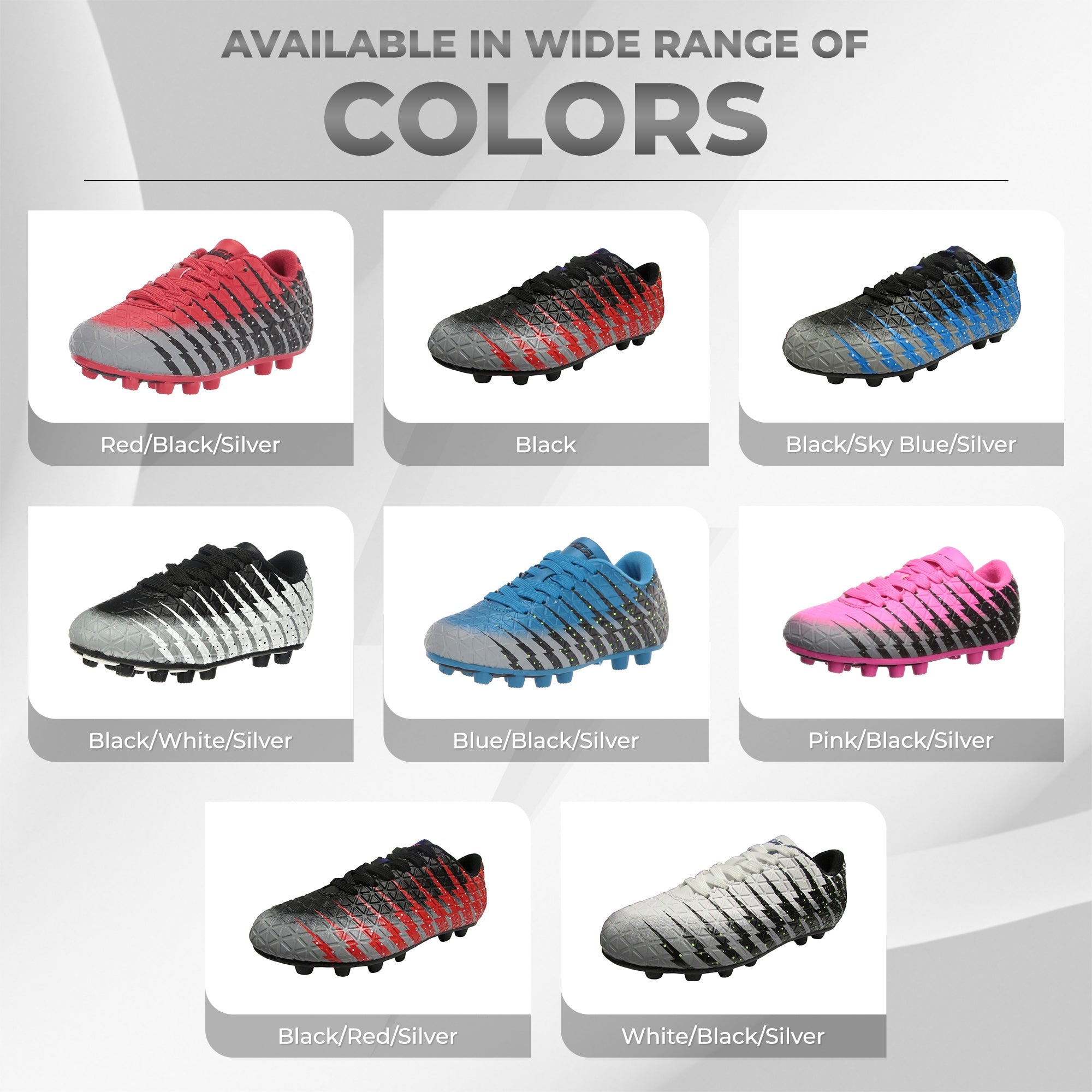 Bolt Firm Ground Soccer Shoes -Black/White/Silver