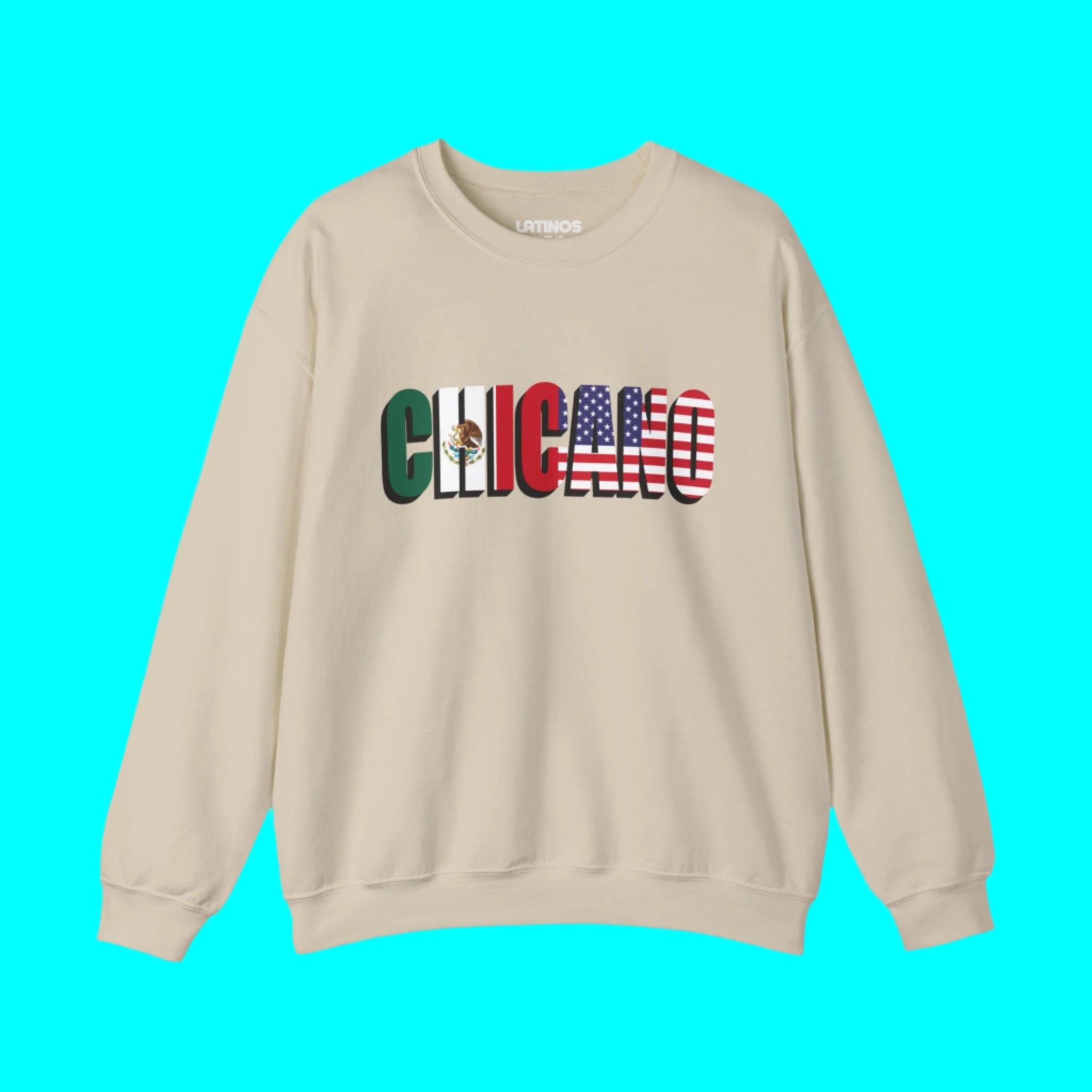 CHICANO Mexico and USA Flag Fleece-Lined Crewneck Sweater | 4th Of July | Funny Viral Latino