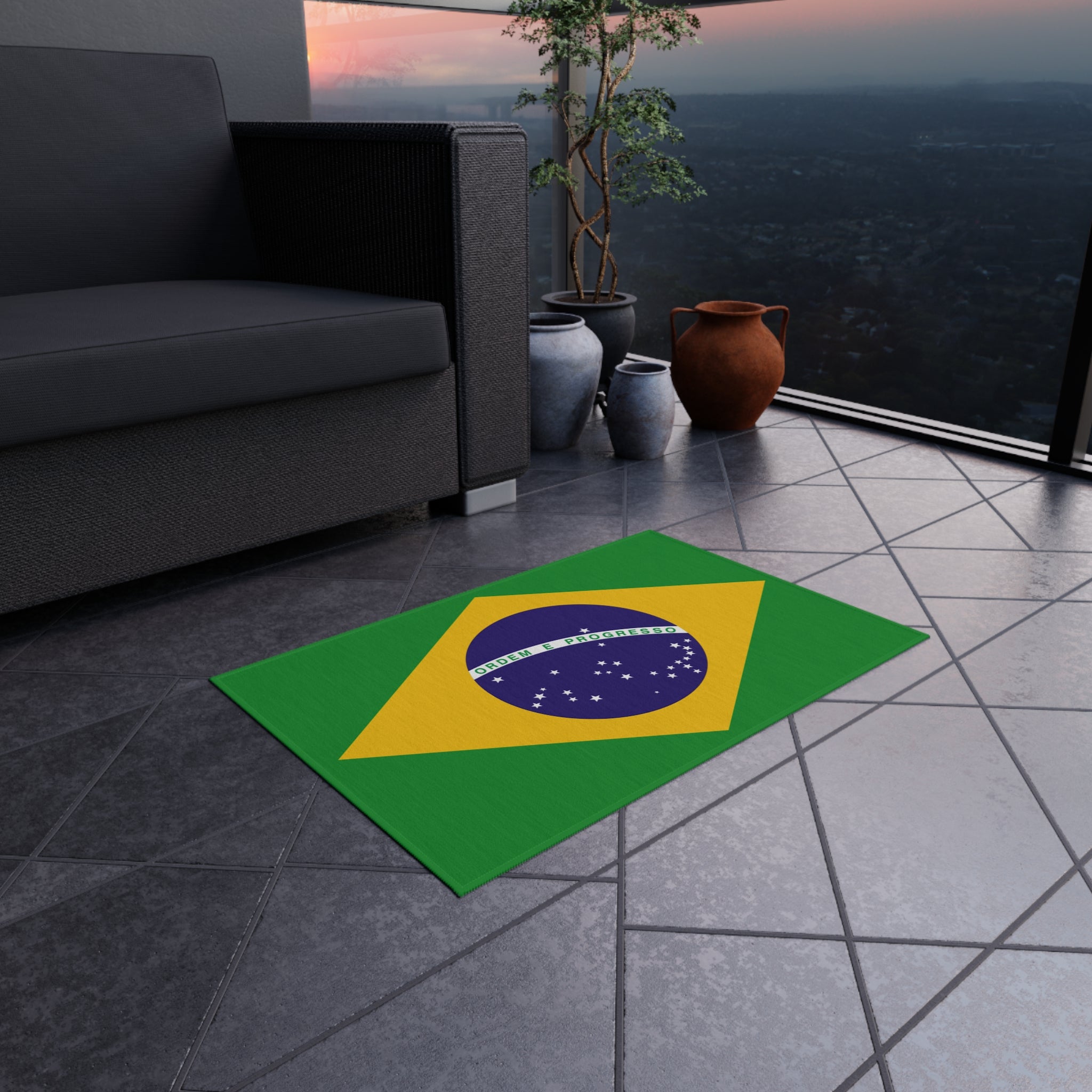 Flag Of Brazil Outdoor Non-Slip Door Mat | Sao Paulo | Rio de Janeiro | Brasilia | Gift for Brazilians | 24"x36"