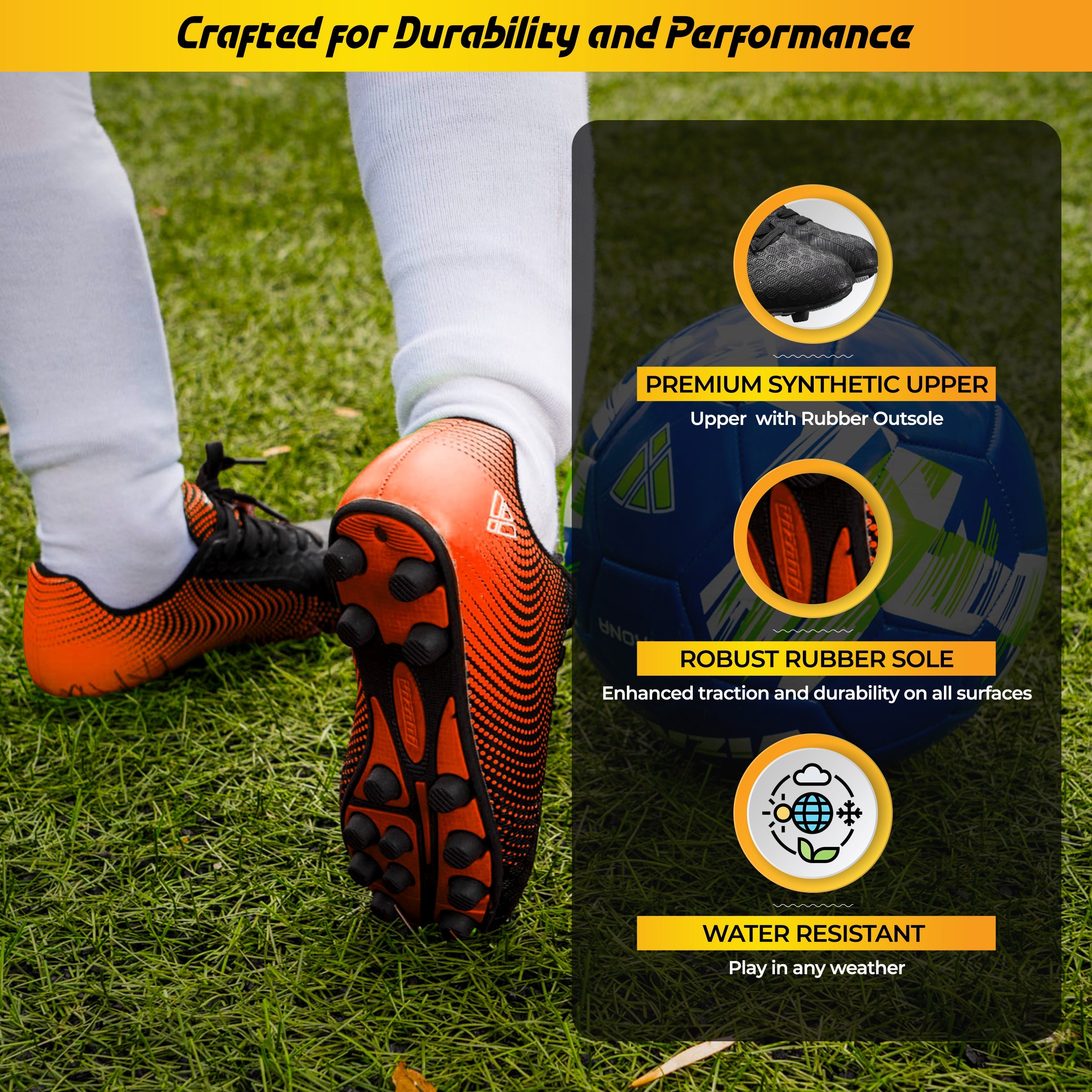 Stealth Firm Ground Soccer Shoes -Black/Orange