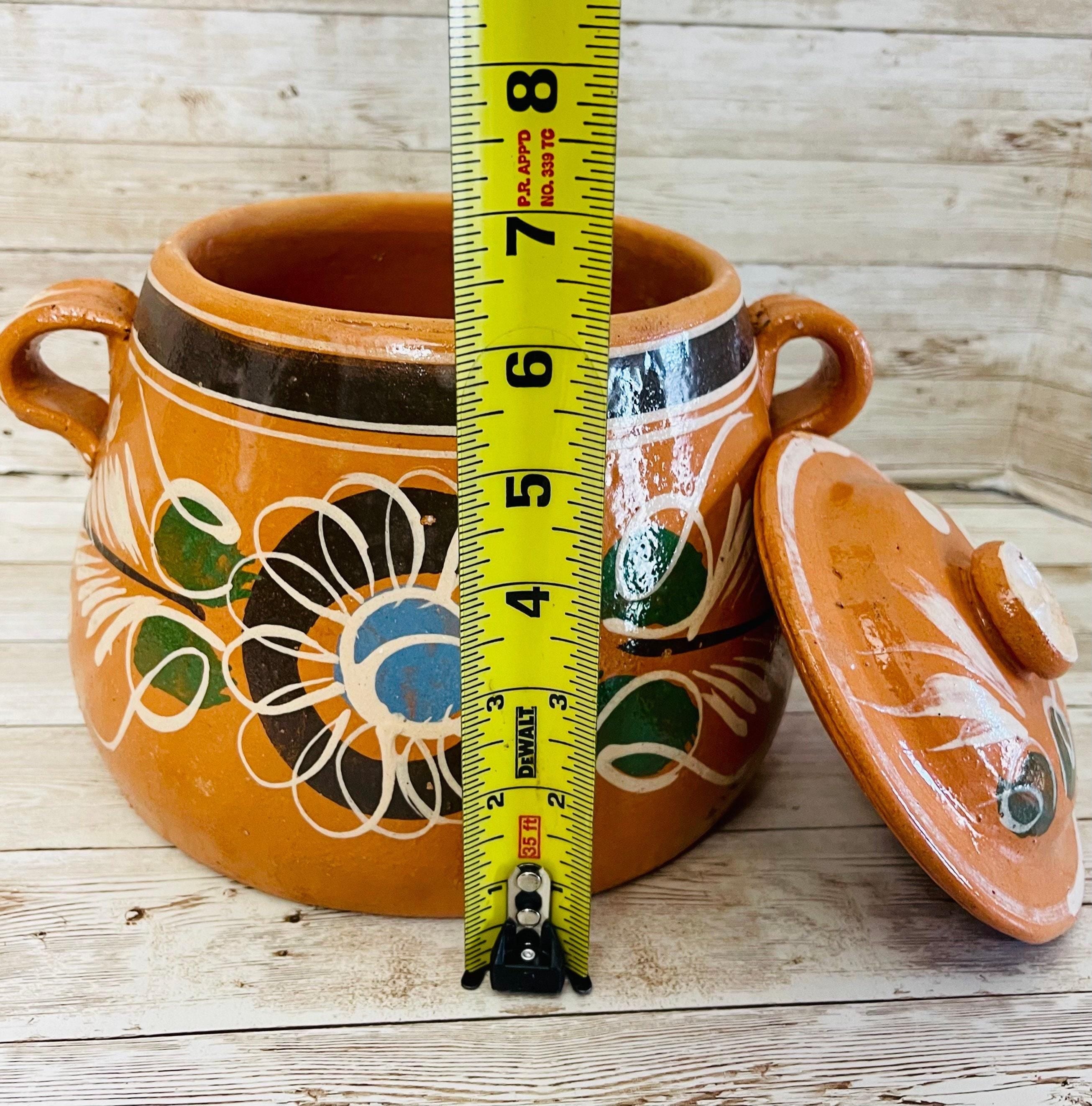 3 Liter Terra Cota Clay Pot for Beans Soups Olla Tonala de Barro para Caldos Frijoles Sopas 3 Litros