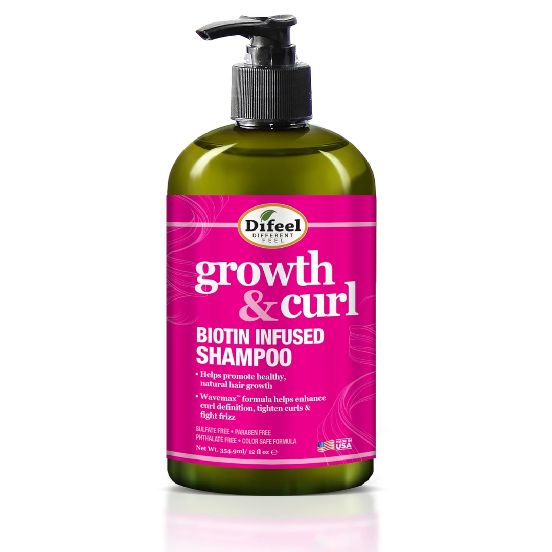 Difeel Growth & Curl Champú Sin Sulfatos Infusionado con Biotina (355ml)