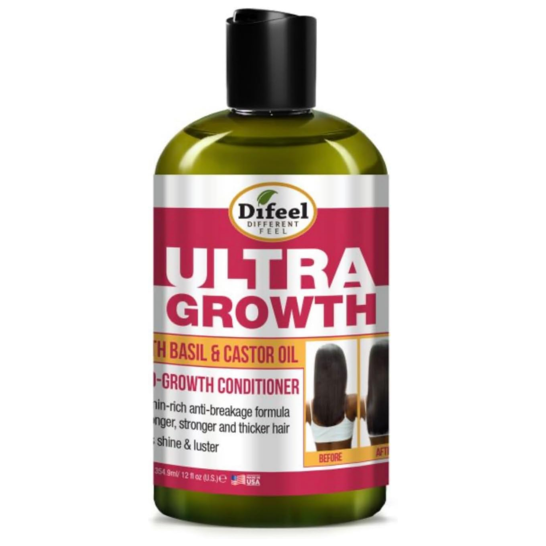 Acondicionador Pro-Crecimiento de Albahaca y Aceite de Ricino Ultra Growth de Difeel (355 ml)