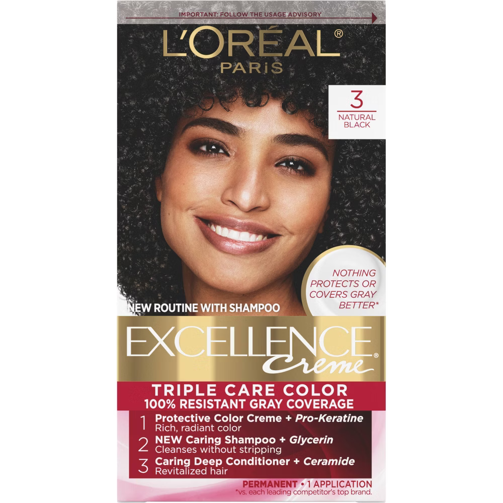 Tinte Permanente L'Oréal Paris Excellence Triple Protección - 3 Negro Natural (186,2 ml)