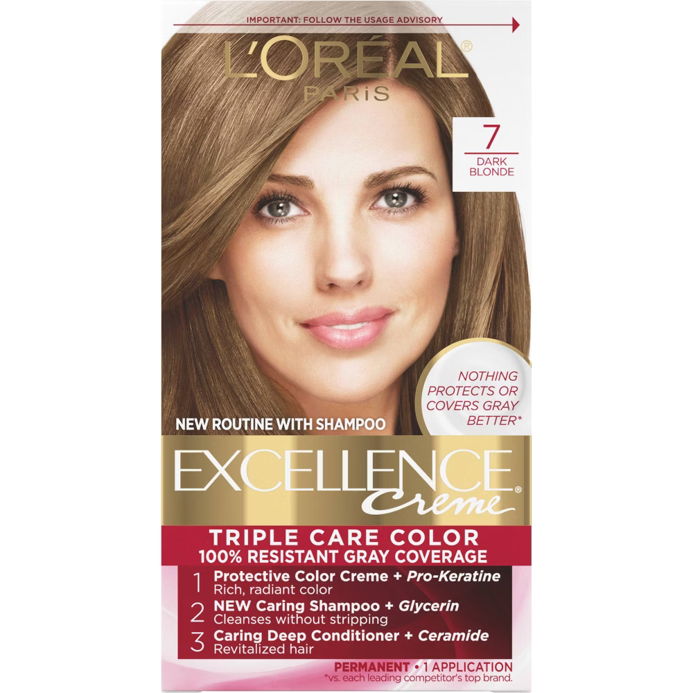 Tinte Permanente L'Oréal Paris Excellence Triple Protección - 7 Rubio Oscuro (6.3 fl oz)