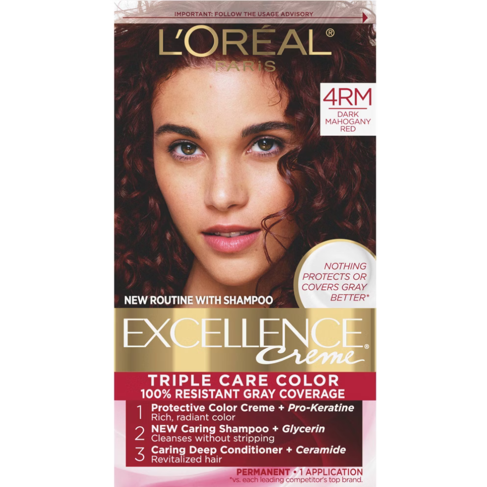 L'Oréal Paris Excellence Tinte Permanente Triple Protección - 4RM Rojo Caoba Oscuro (6.3 fl oz)