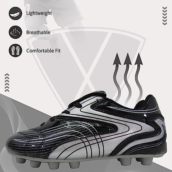 Youth Striker Firm Ground Soccer Shoes -Black/Silver