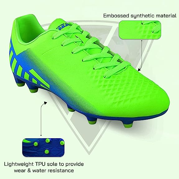 Santos JR. Firm Ground Soccer Shoes -Green/Blue