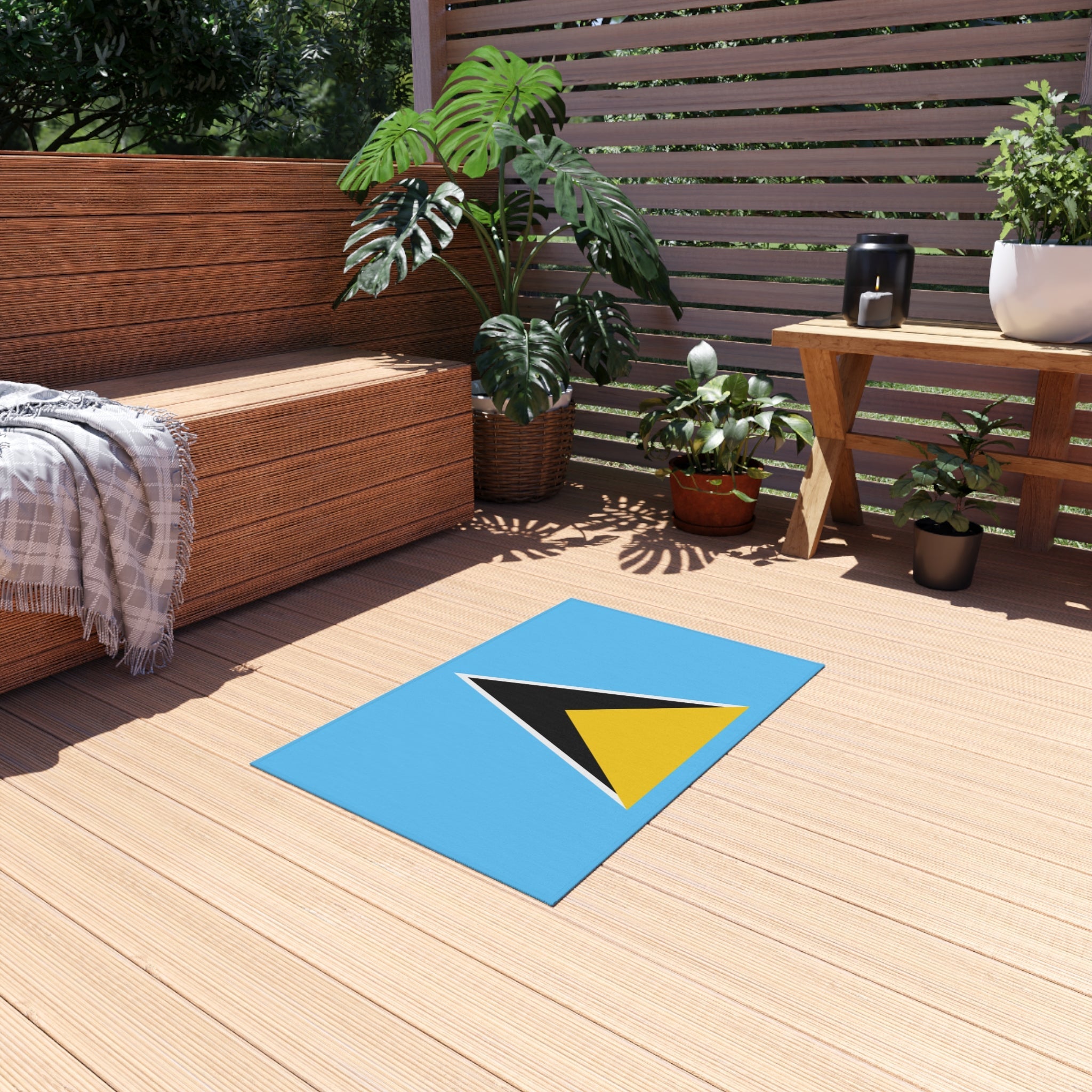 Alfombrilla antideslizante para exteriores con la bandera de Santa Lucía | Gros Islet | Castries | Dennery | 24"x36"