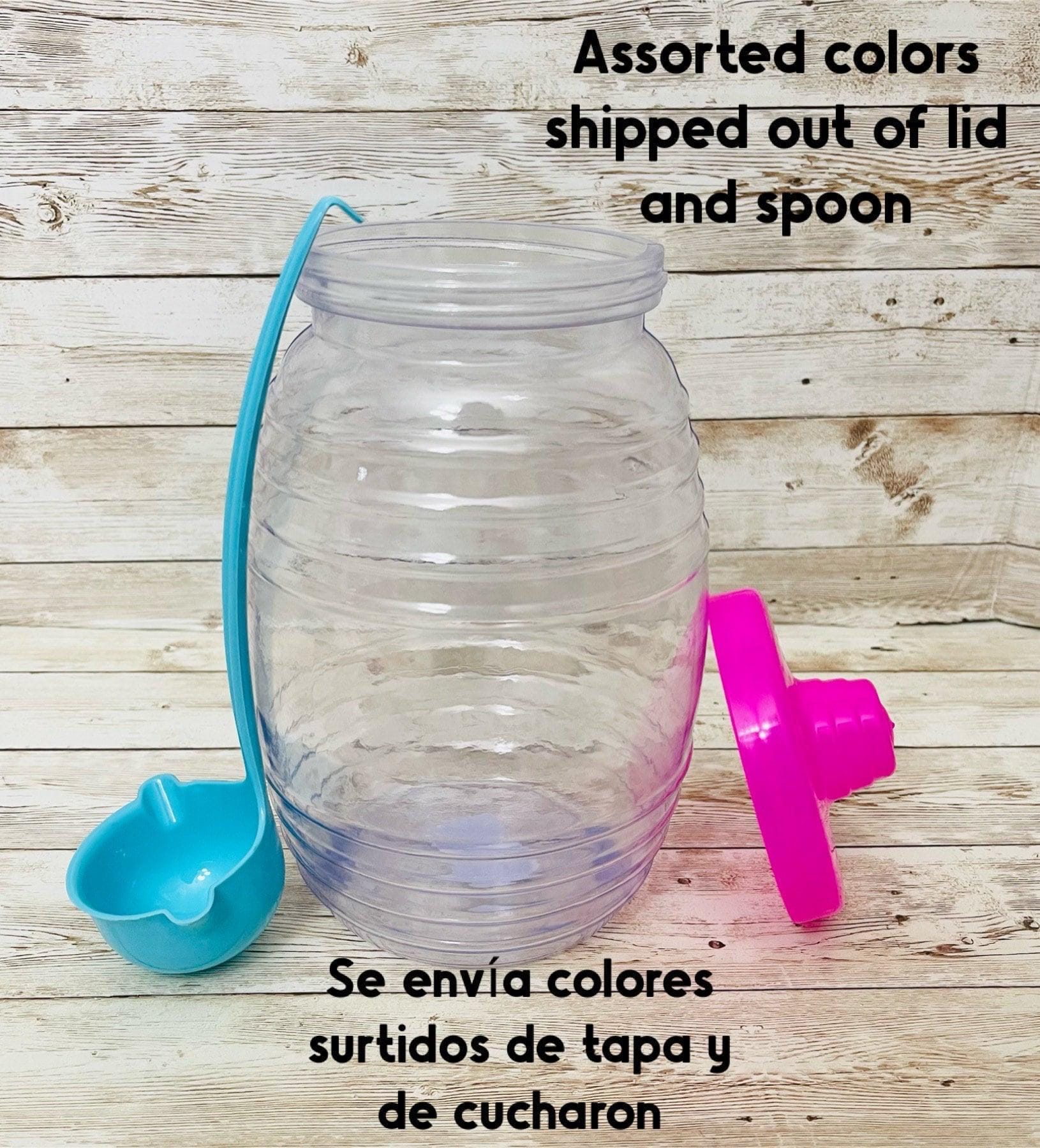 2 Liter Vitrolero with Ladle Plastic Spoon Assorted Colors Shipped Vitrolero 2 Litros con Cucharon de Plastico Se Envian Colores Surtidos
