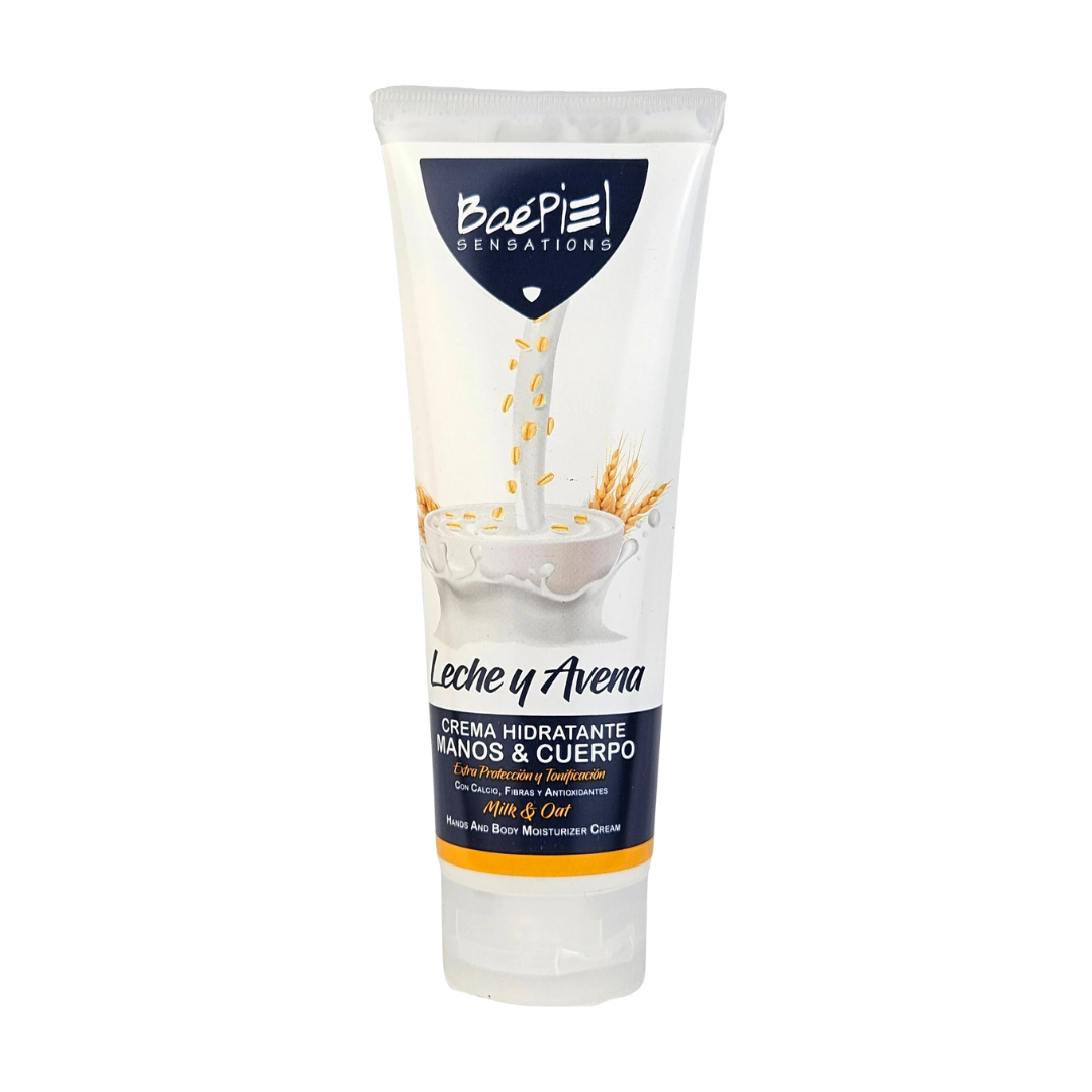 Crema Hidratante para Manos y Cuerpo BoePiel Sensations – Leche y Avena (236 ml)