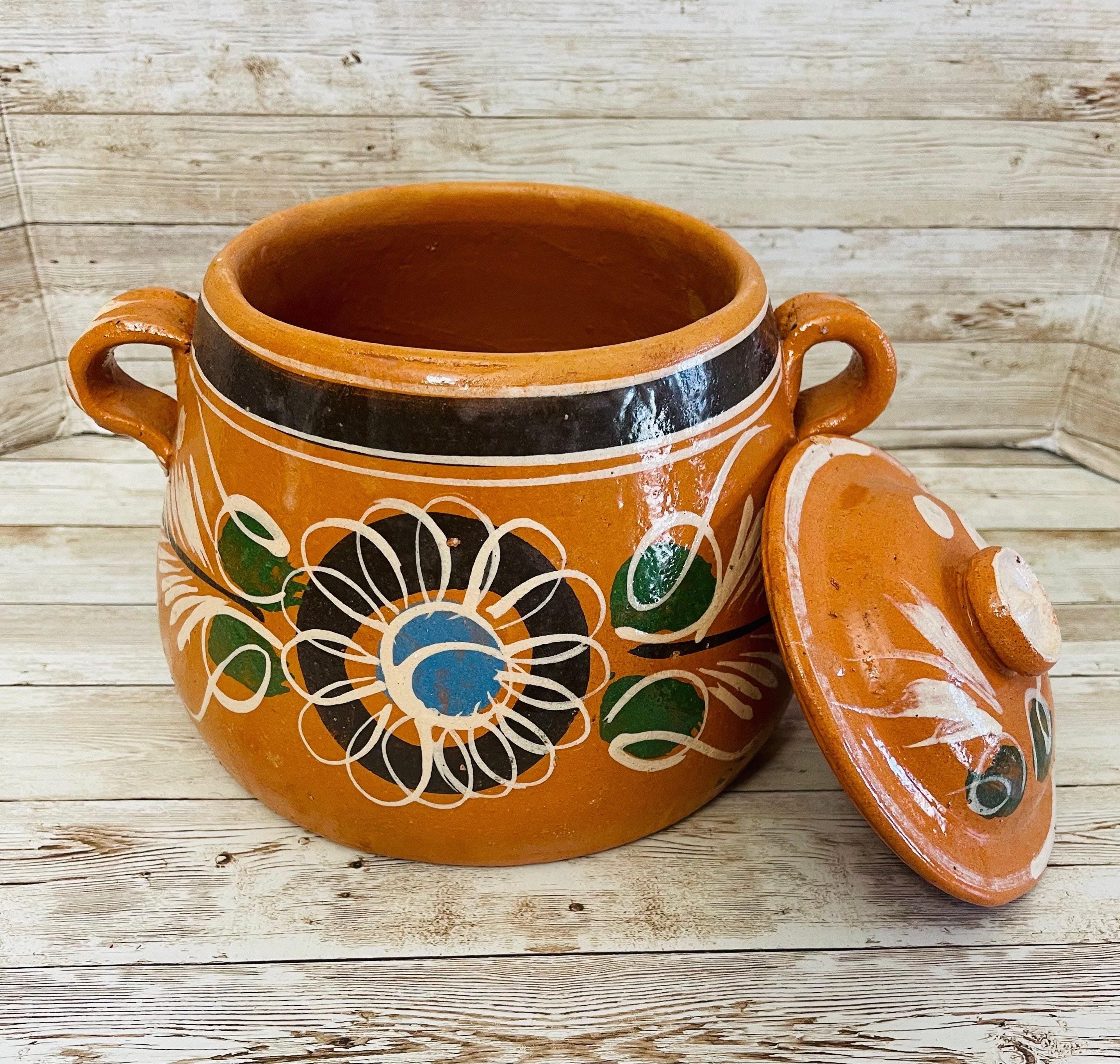 3 Liter Terra Cota Clay Pot for Beans Soups Olla Tonala de Barro para Caldos Frijoles Sopas 3 Litros