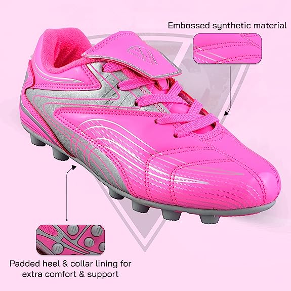 Striker Firm Ground Soccer Shoes -Pink/Silver