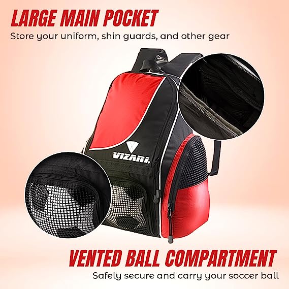 Solano Soccer Sport Backpack-Red