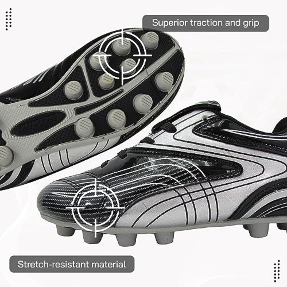 Striker Firm Ground Soccer Shoes -Black/Silver