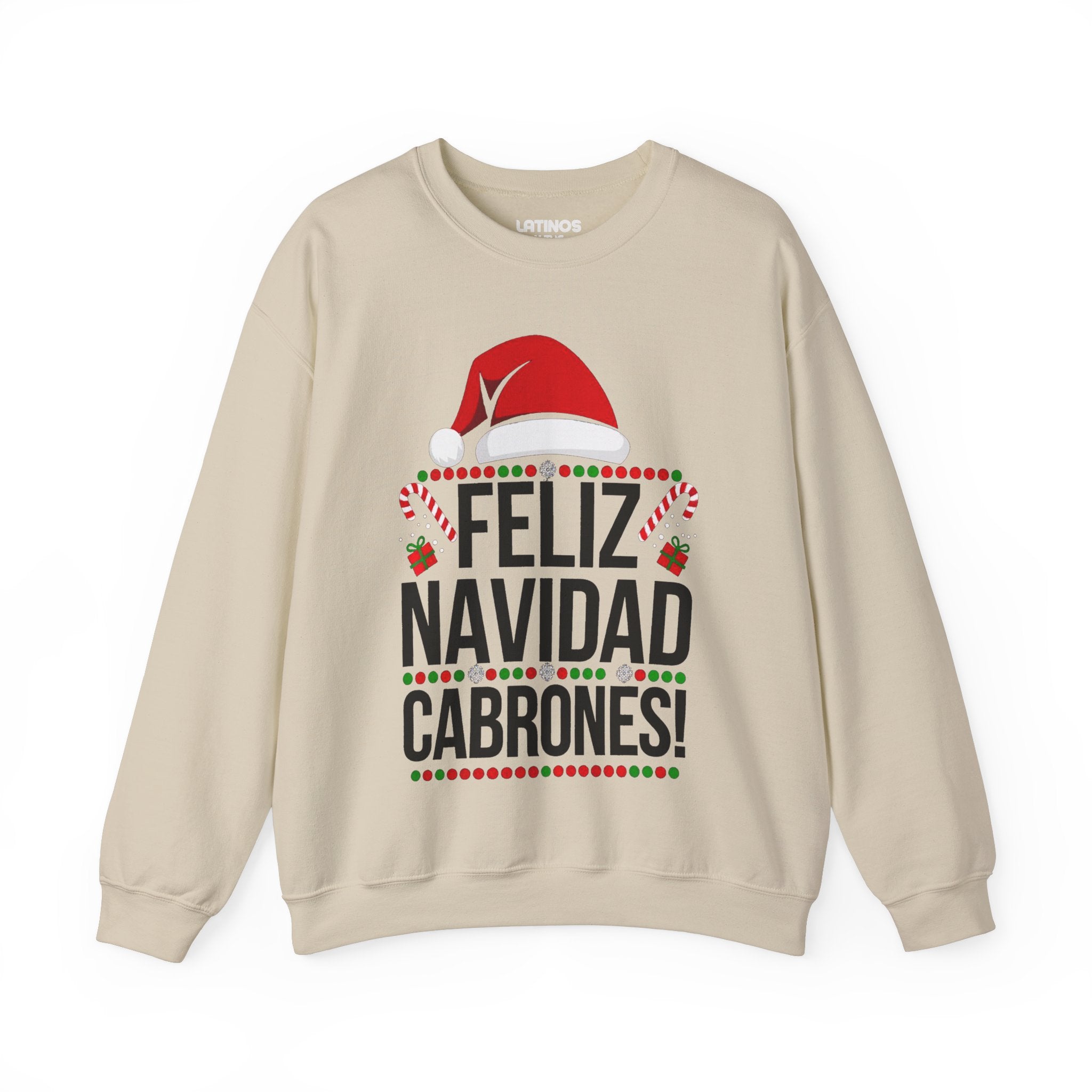 Suéter de Navidad "Feliz Navidad Cabrones" | Sudadera cómoda de cuello redondo | Divertido regalo de Navidad Latino | 4 colores
