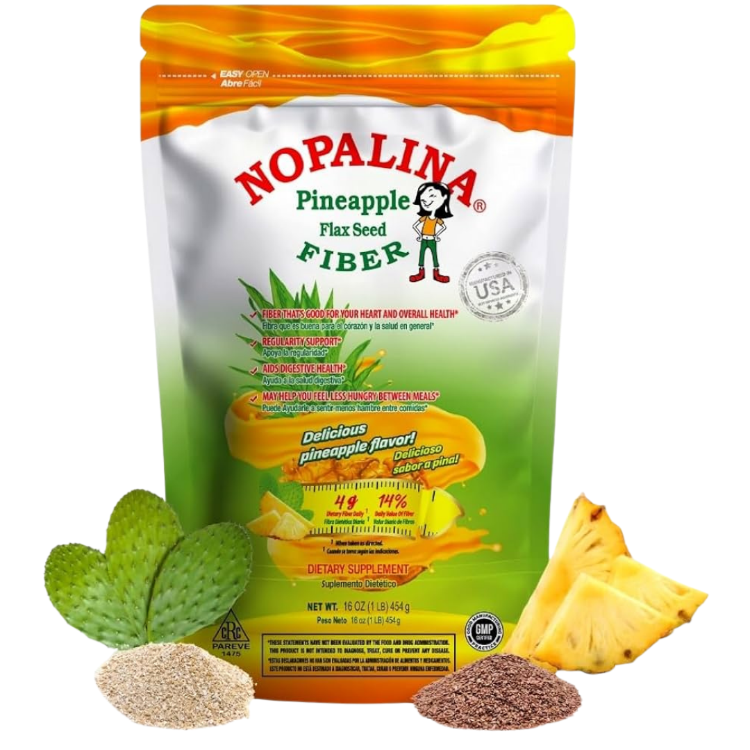Suplemento de fibra dietética de semilla de lino y piña Nopalina (16 oz)