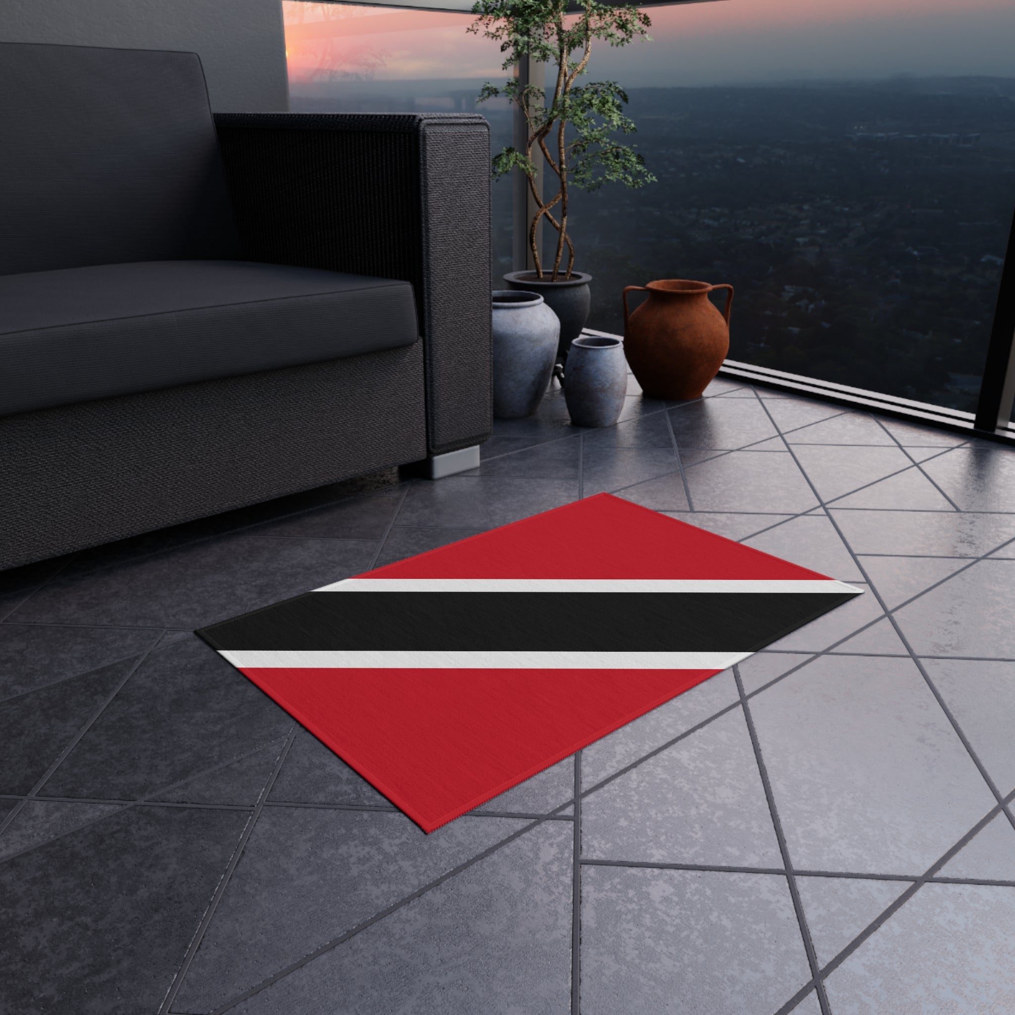 Alfombra Antideslizante para Exteriores con Bandera de Trinidad y Tobago | Chaguanas | San Fernando | 24"x36"