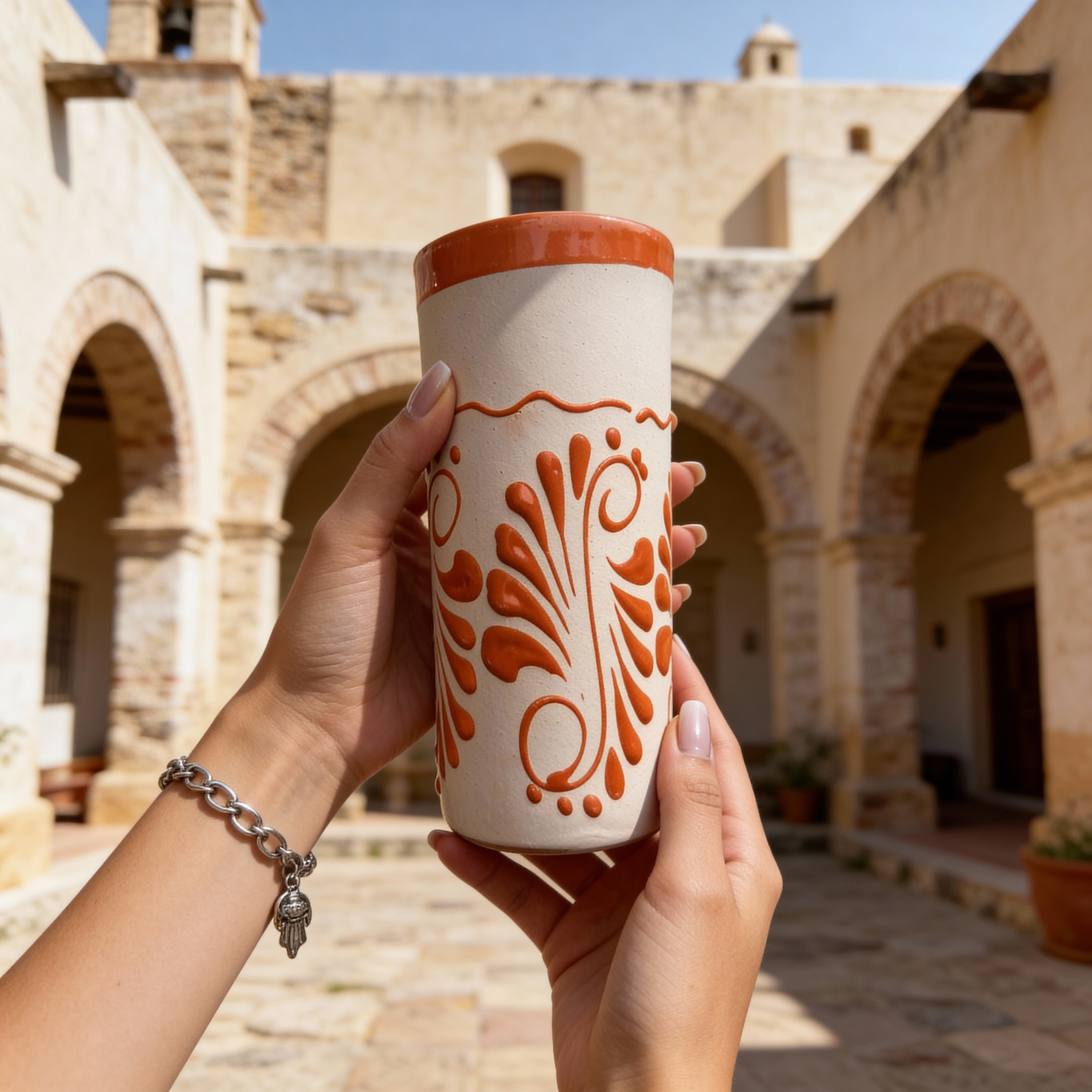 Taza de Barro Mexicana Naranja