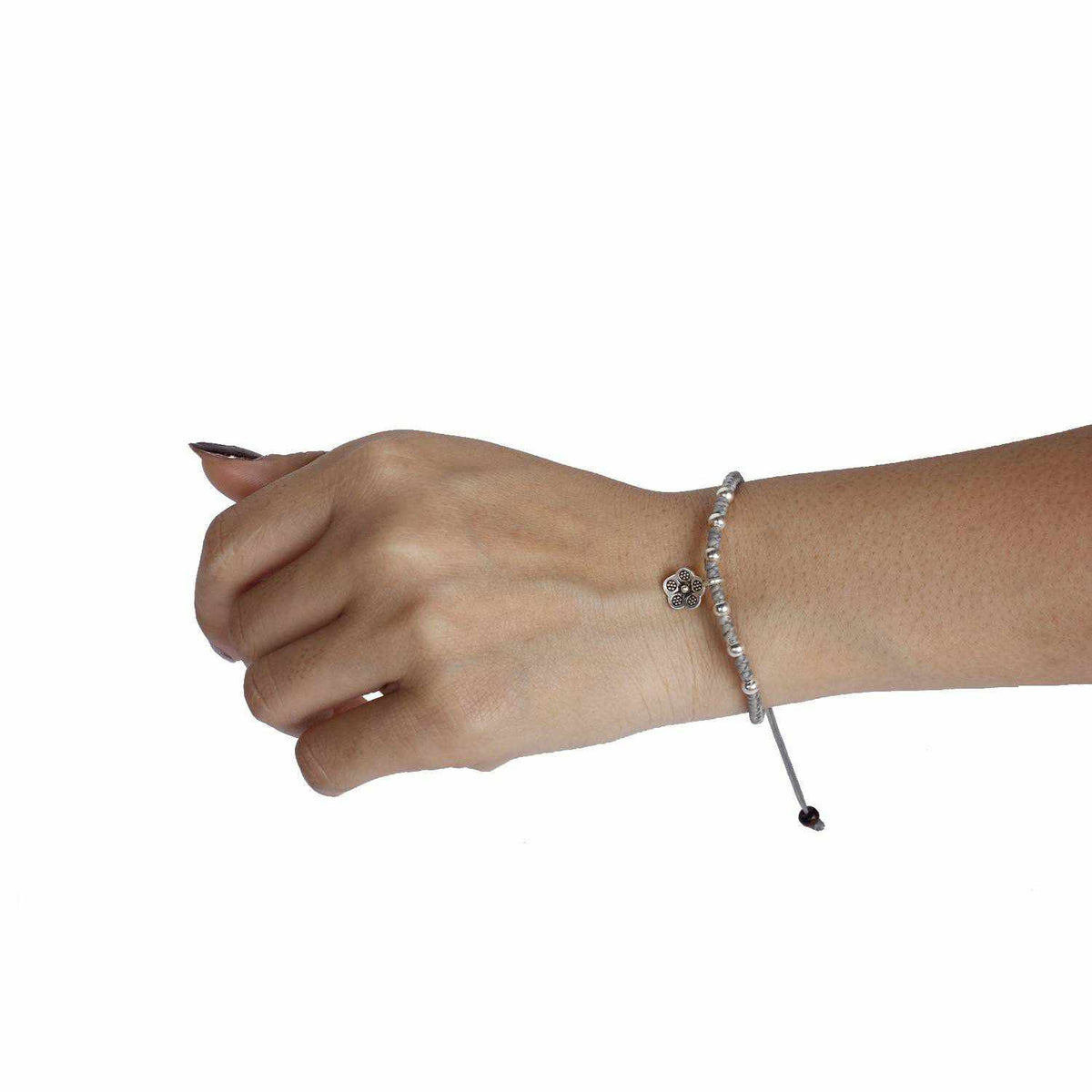 Hmong Silver .925 Charm Adjustable Bracelet - Thailand