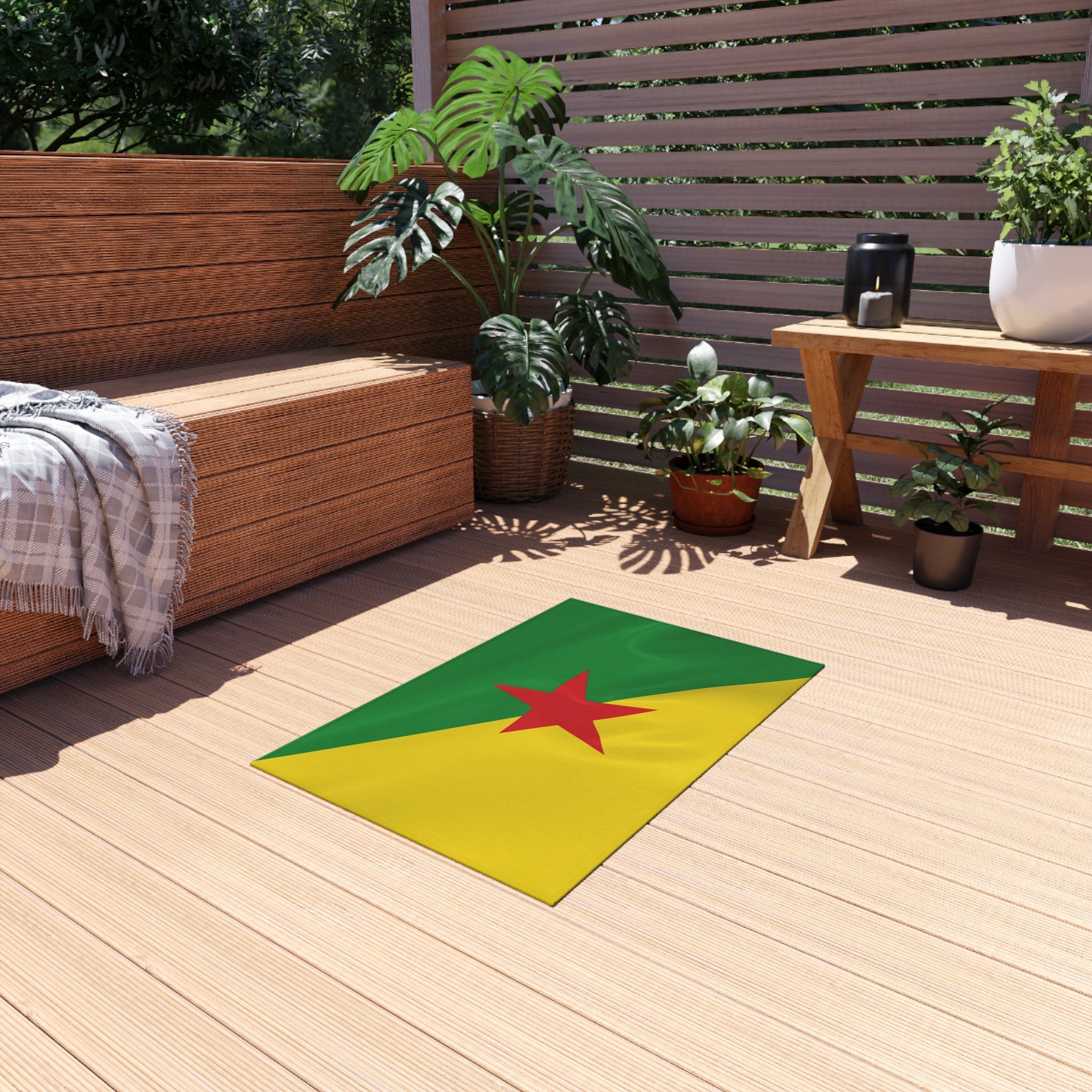 Alfombrilla antideslizante para exteriores con la bandera de la Guayana Francesa | Cayena | Matoury | Kourou | Regalo para guayaneses franceses | 24"x36"