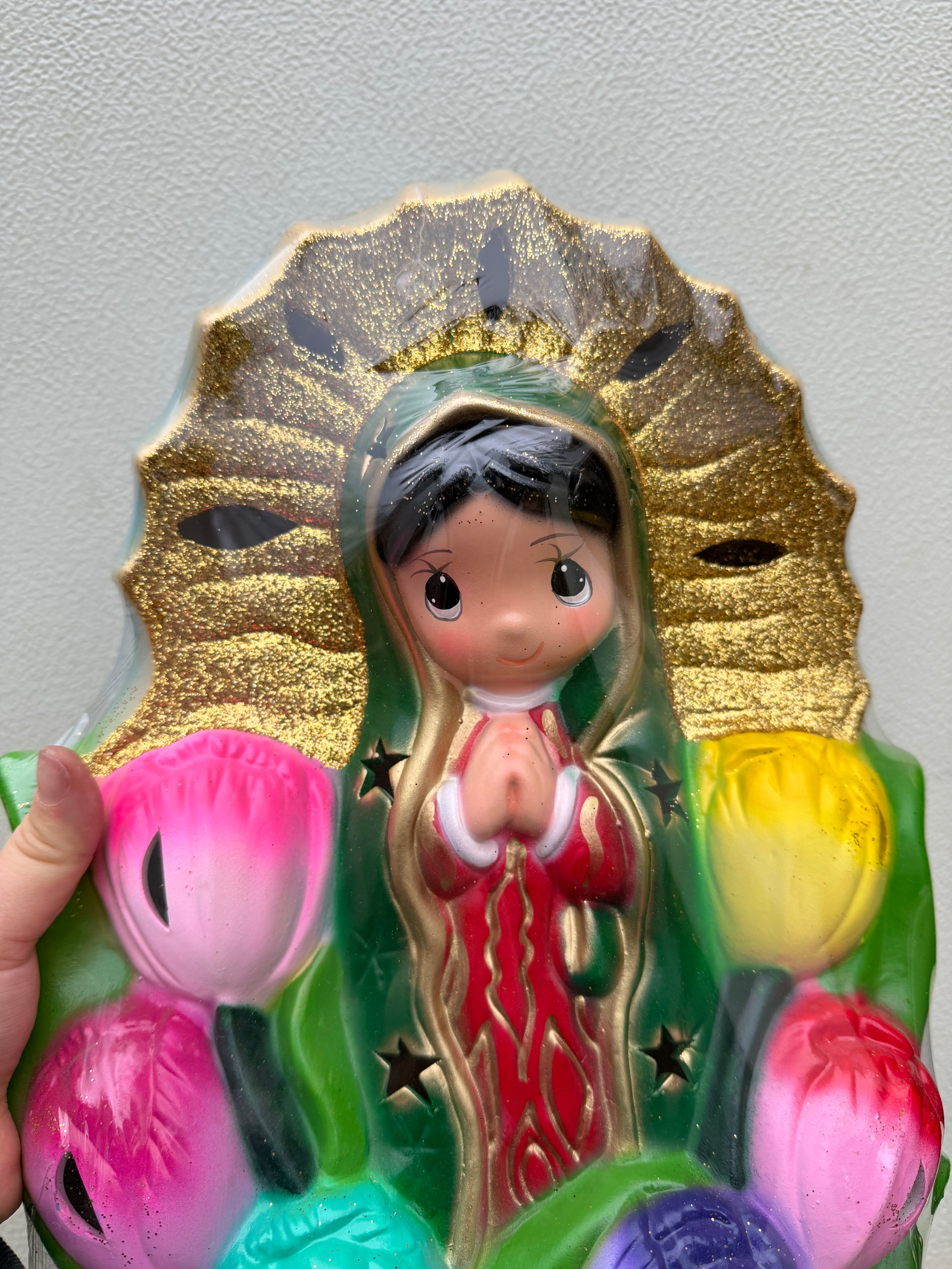 Lámpara de Noche Virgencita con Tulipanes Grandes