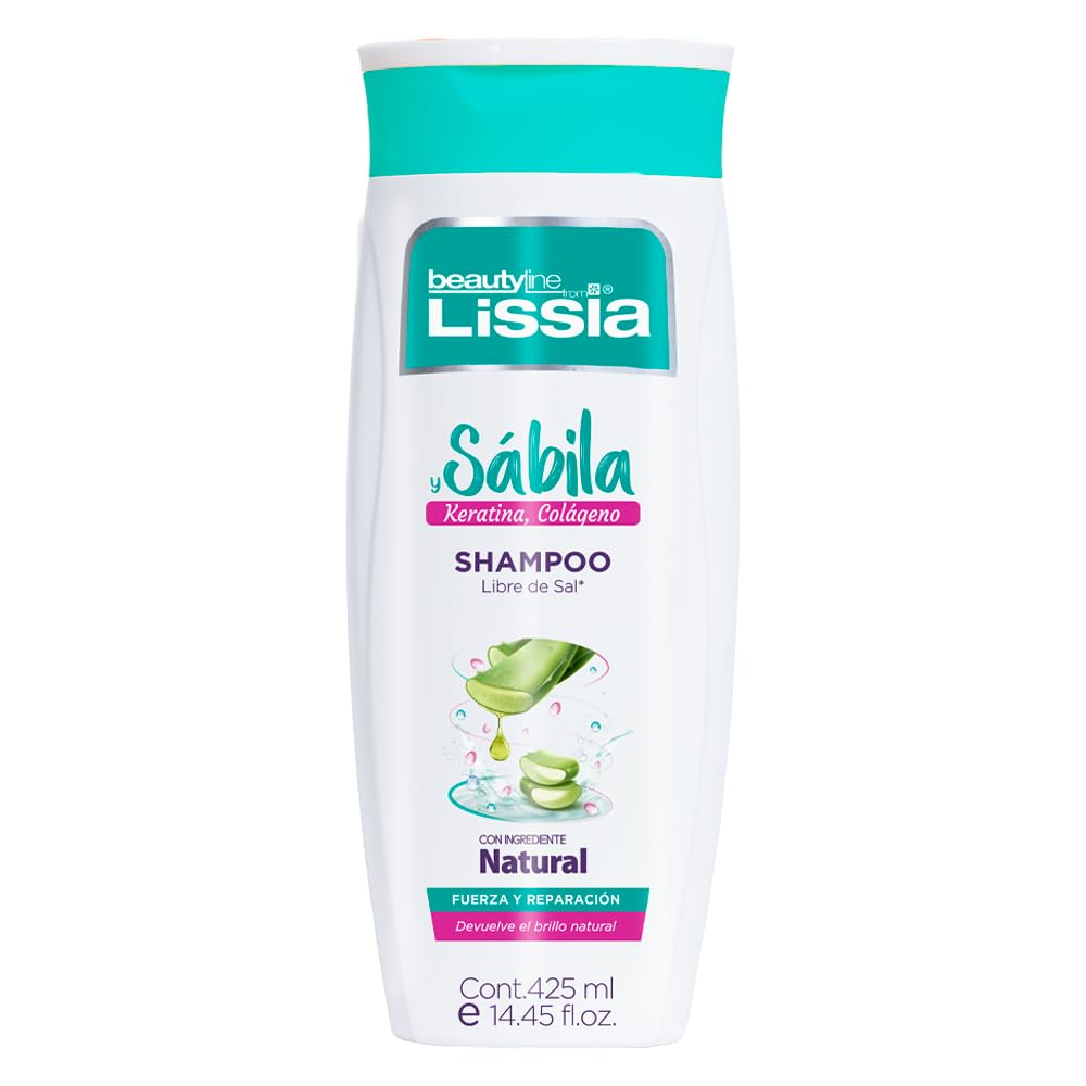 Beautyline Lissia y Sábila Keratina Colágeno Champú Libre de Sal (426 ml)
