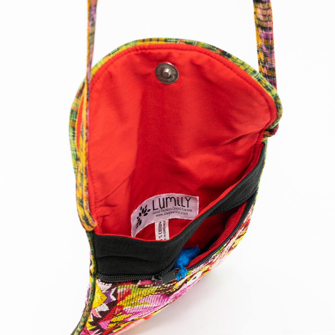Bandolera de huipil reciclado única - Guatemala