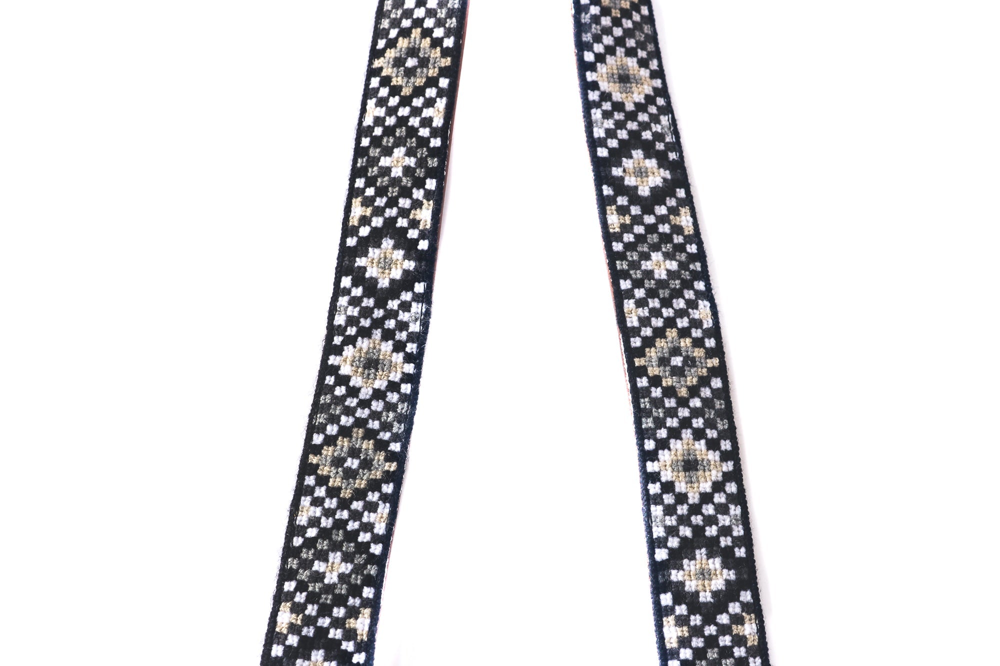 Mai Woven Bag Strap - Black & White with Leather