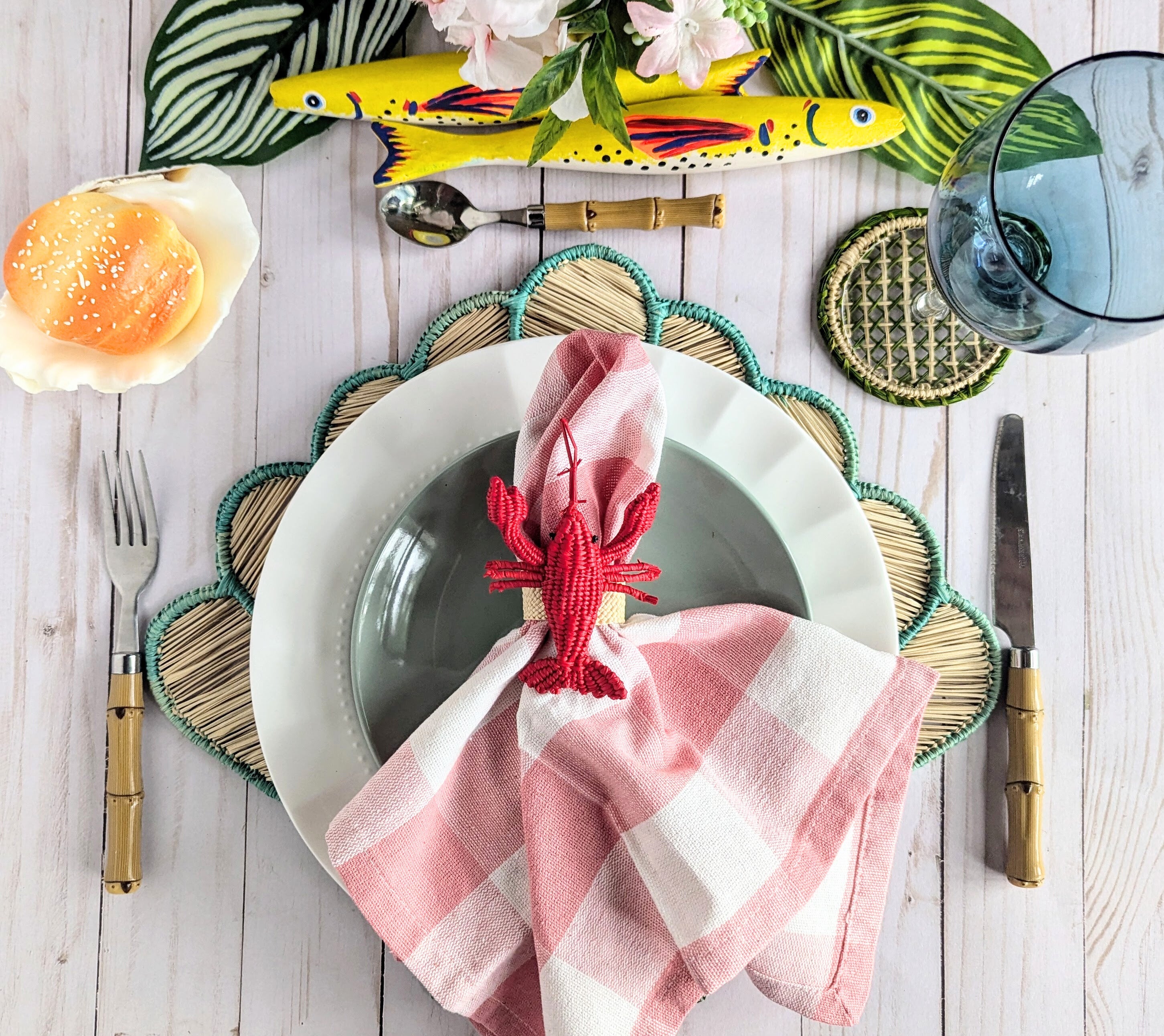 Shell Handwoven Iraca Placemat