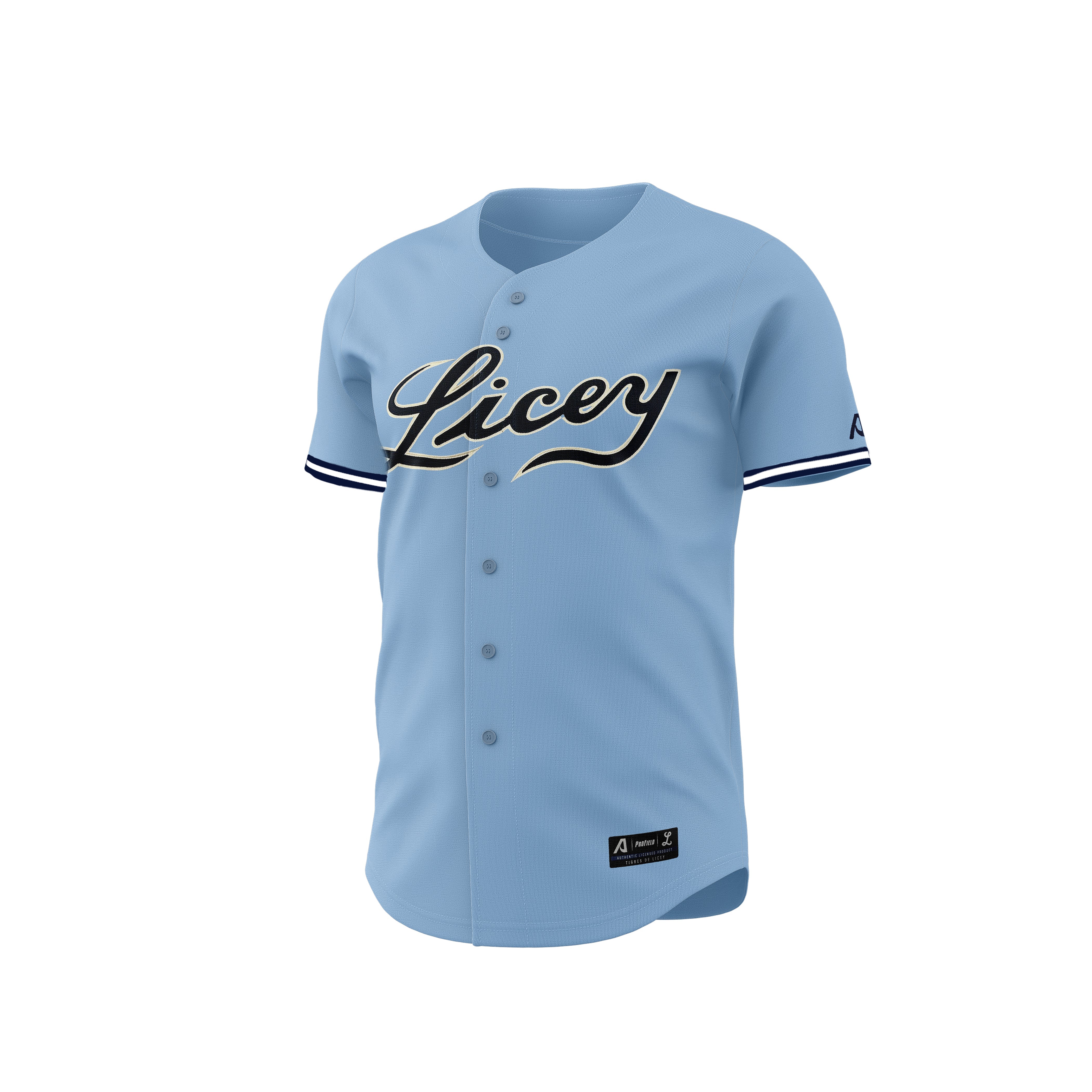 Camiseta oficial de botones completos de los Tigres del Licey 2024-2025
