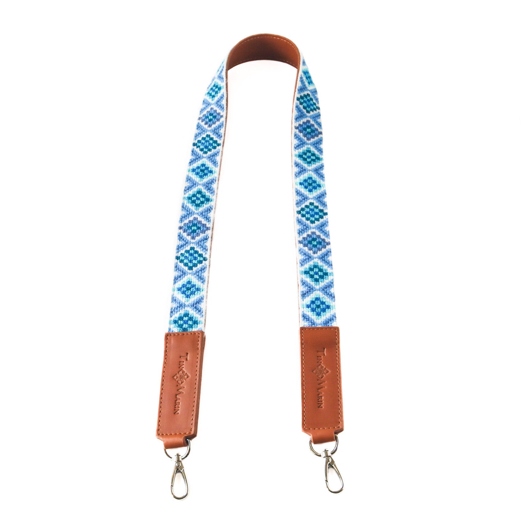 Mai Woven Bag Strap - Blue with Leather