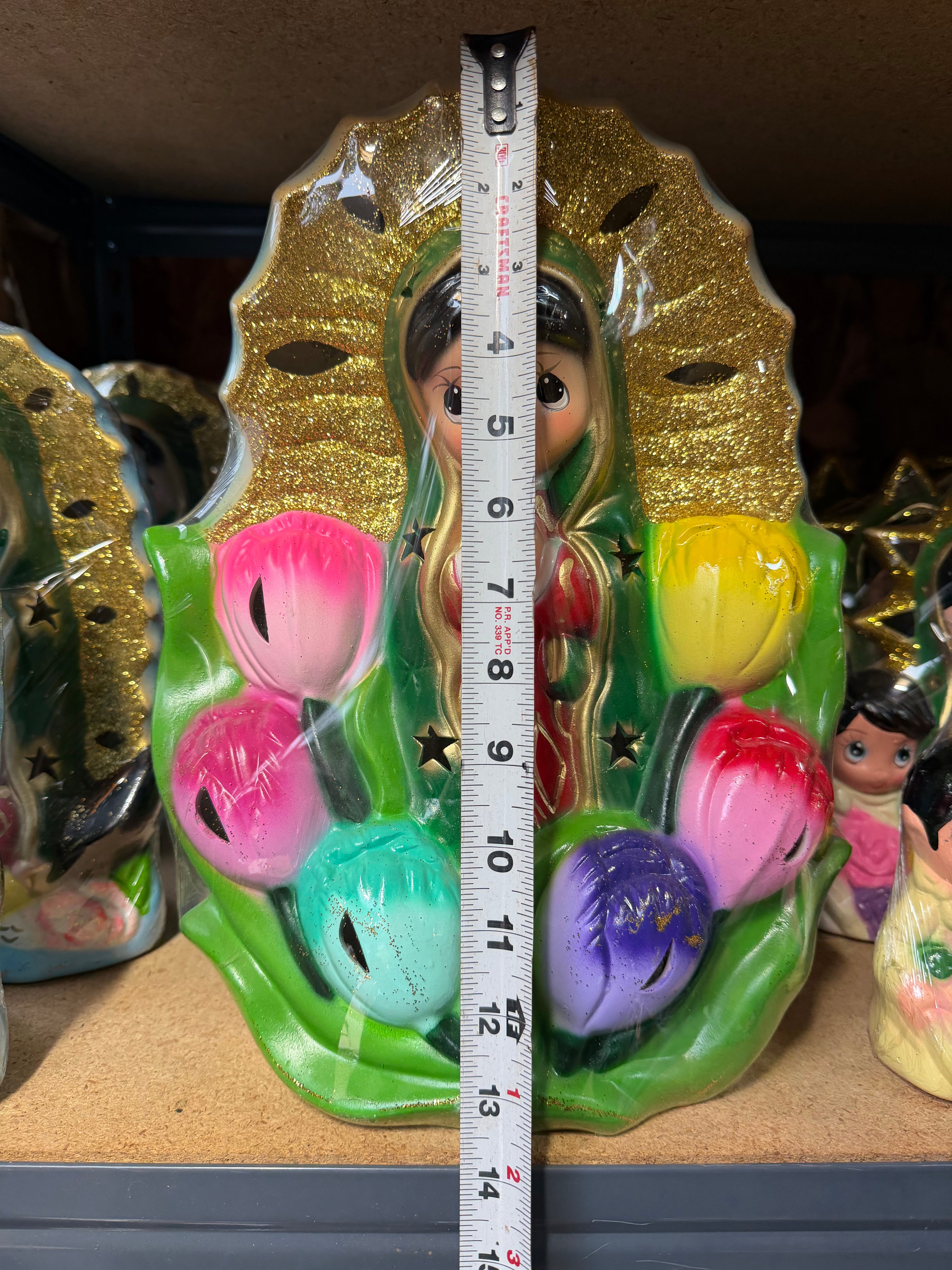 Lámpara de Noche Virgencita con Tulipanes Grandes