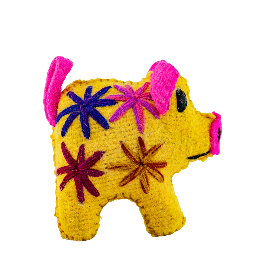 Rosie the Pig: Decoración boho de lana reciclada - México