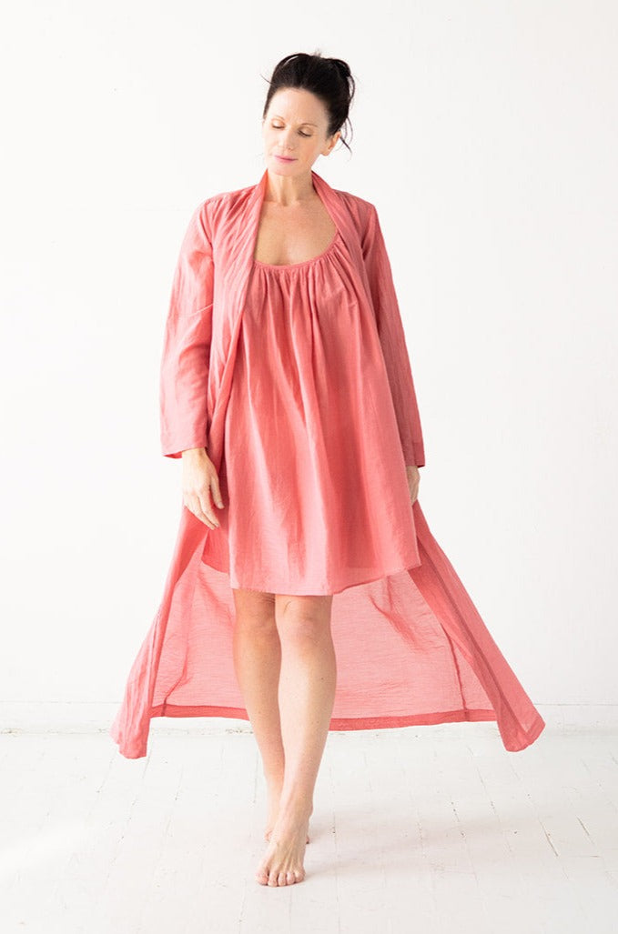 Classic Long Sheer Cotton-Silk Robe