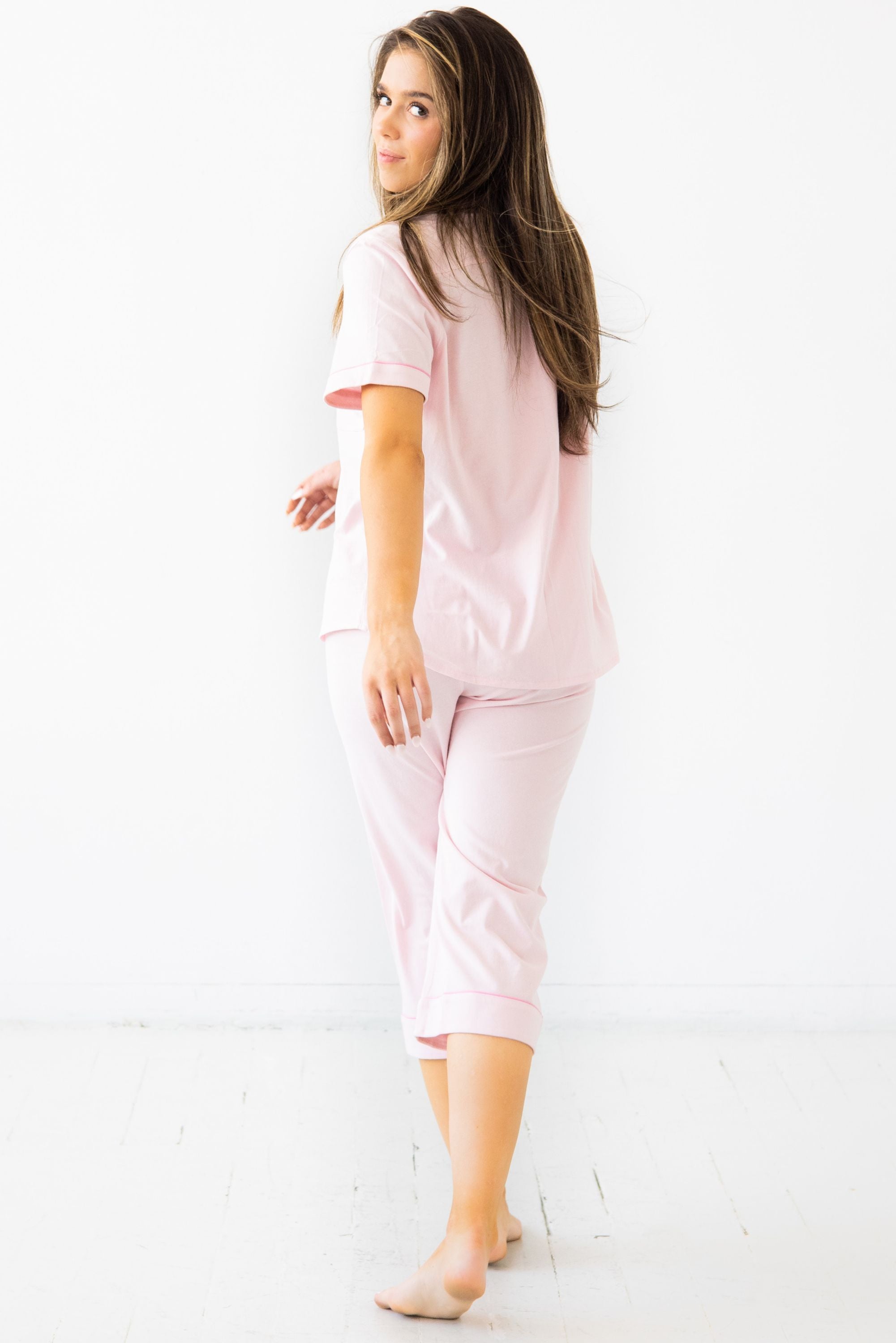Pijama Capri clásico de lujo en algodón Pima cepillado
