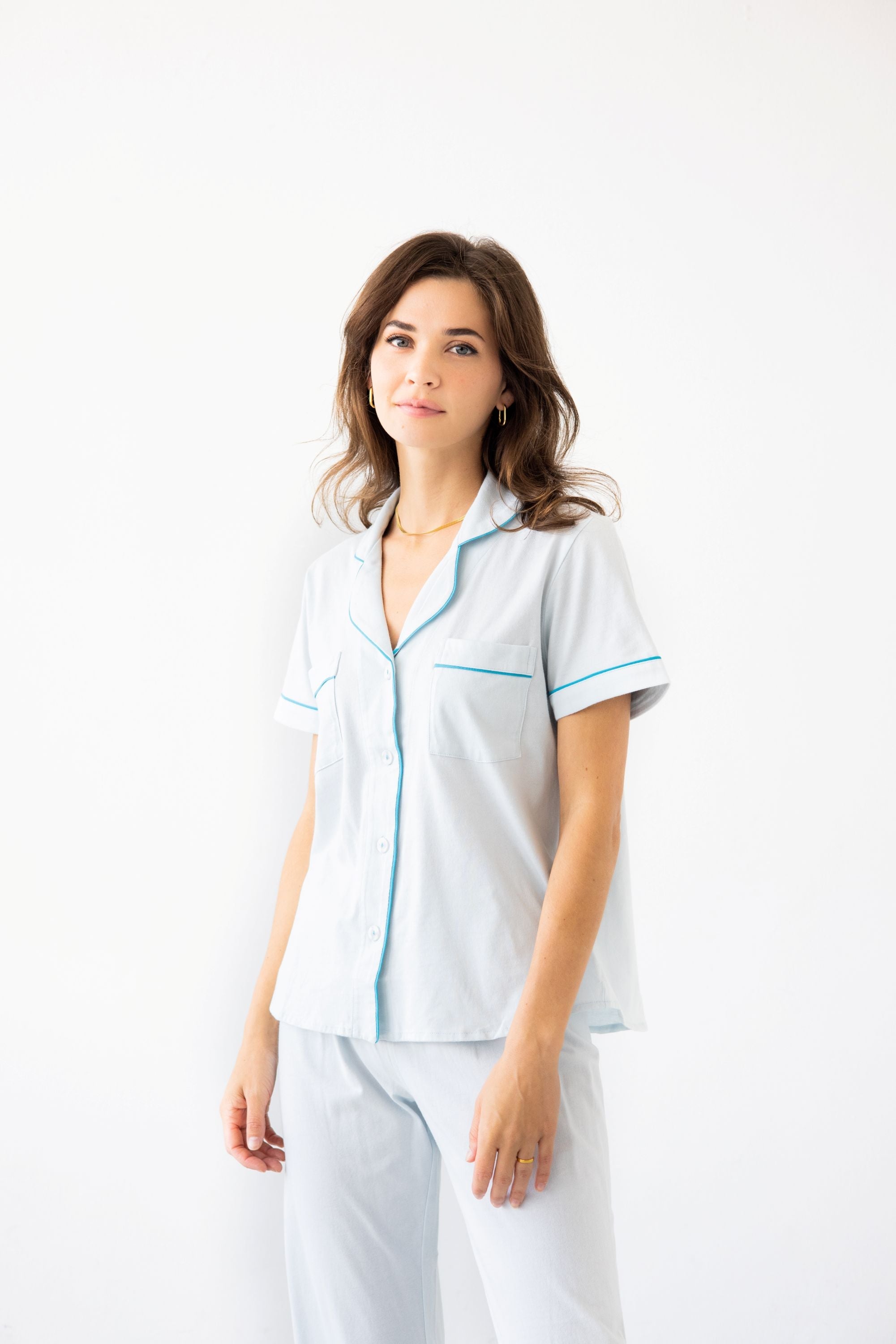 Pijama Capri clásico de lujo en algodón Pima cepillado