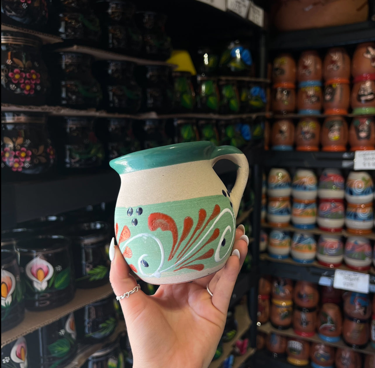 Taza de Barro Engobe Azul Verdoso