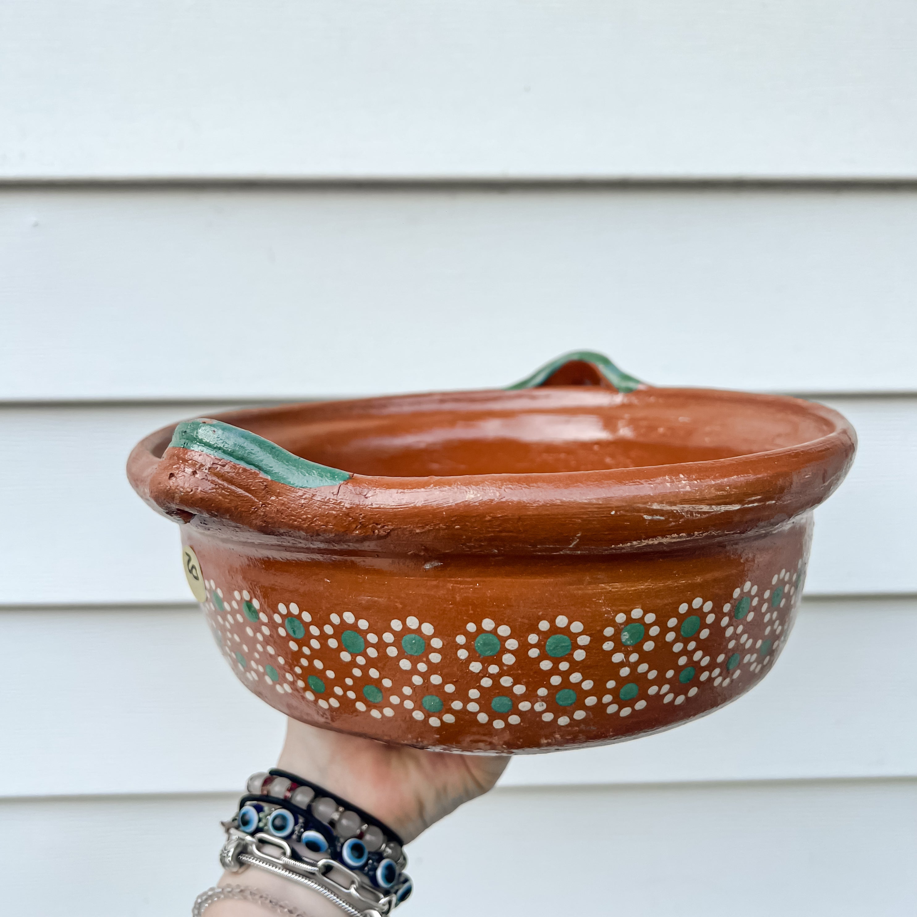 Traditional Mexican Barro Pot 500mL Green Handles