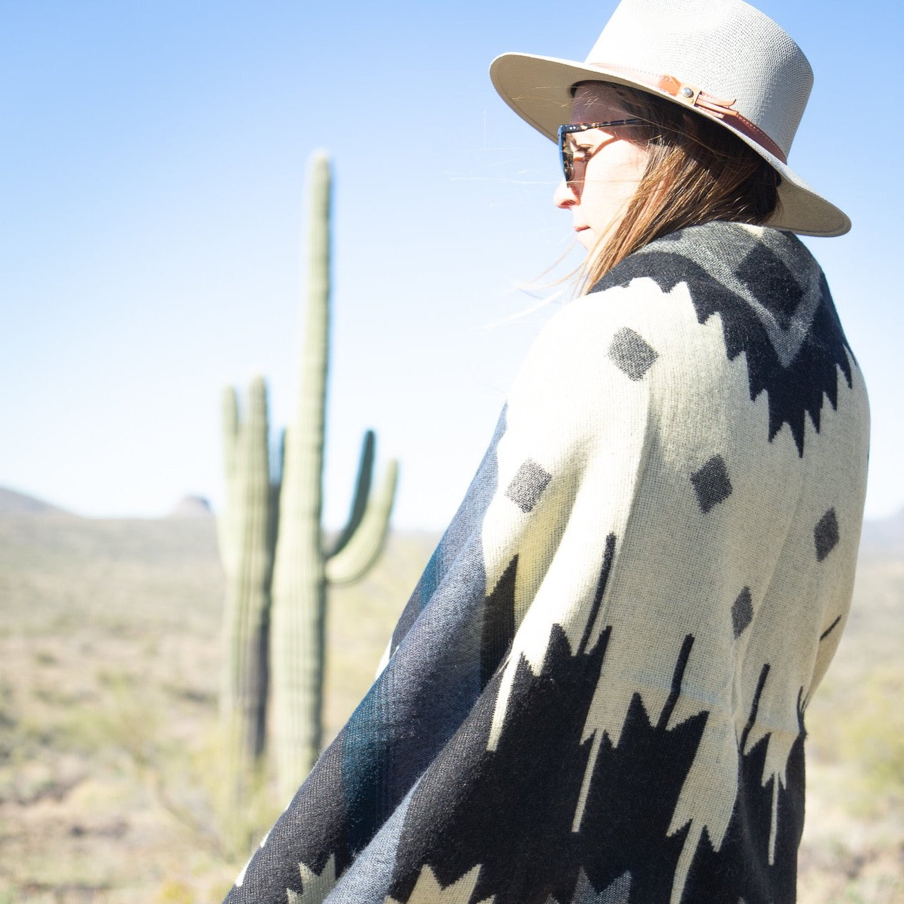 Manta de lana de alpaca andina - Medianoche