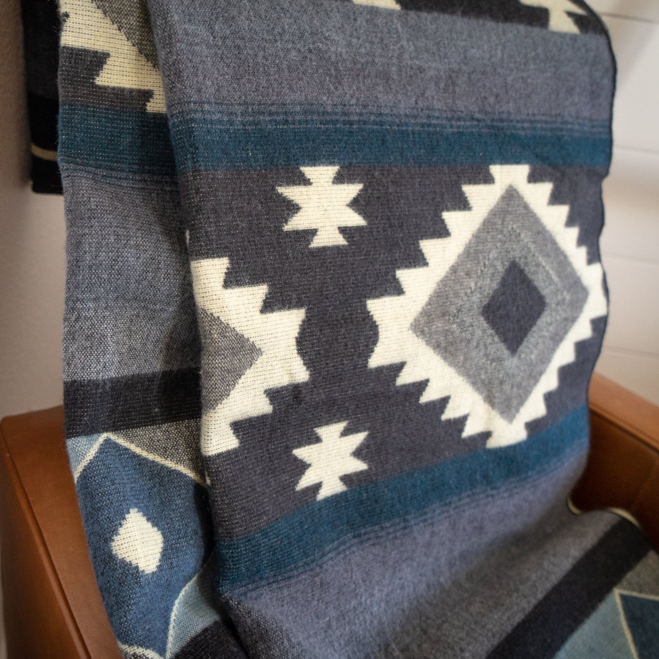 Manta de lana de alpaca andina - Medianoche