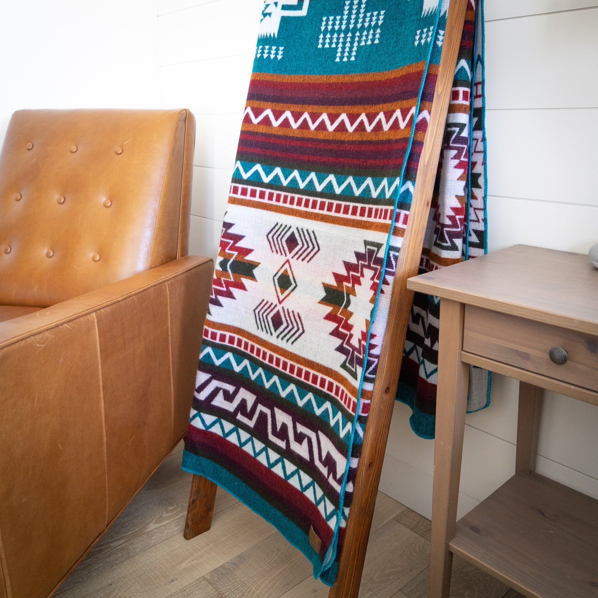 Manta de lana de alpaca andina - Turquesa